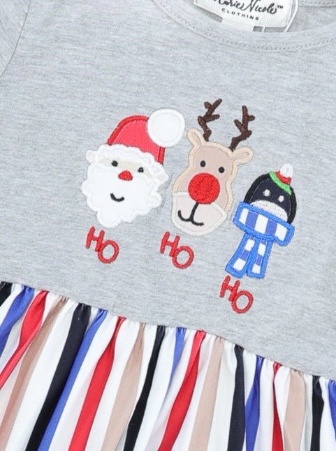 "HO HO HO" Striped Dress - Marie Nicole Clothing