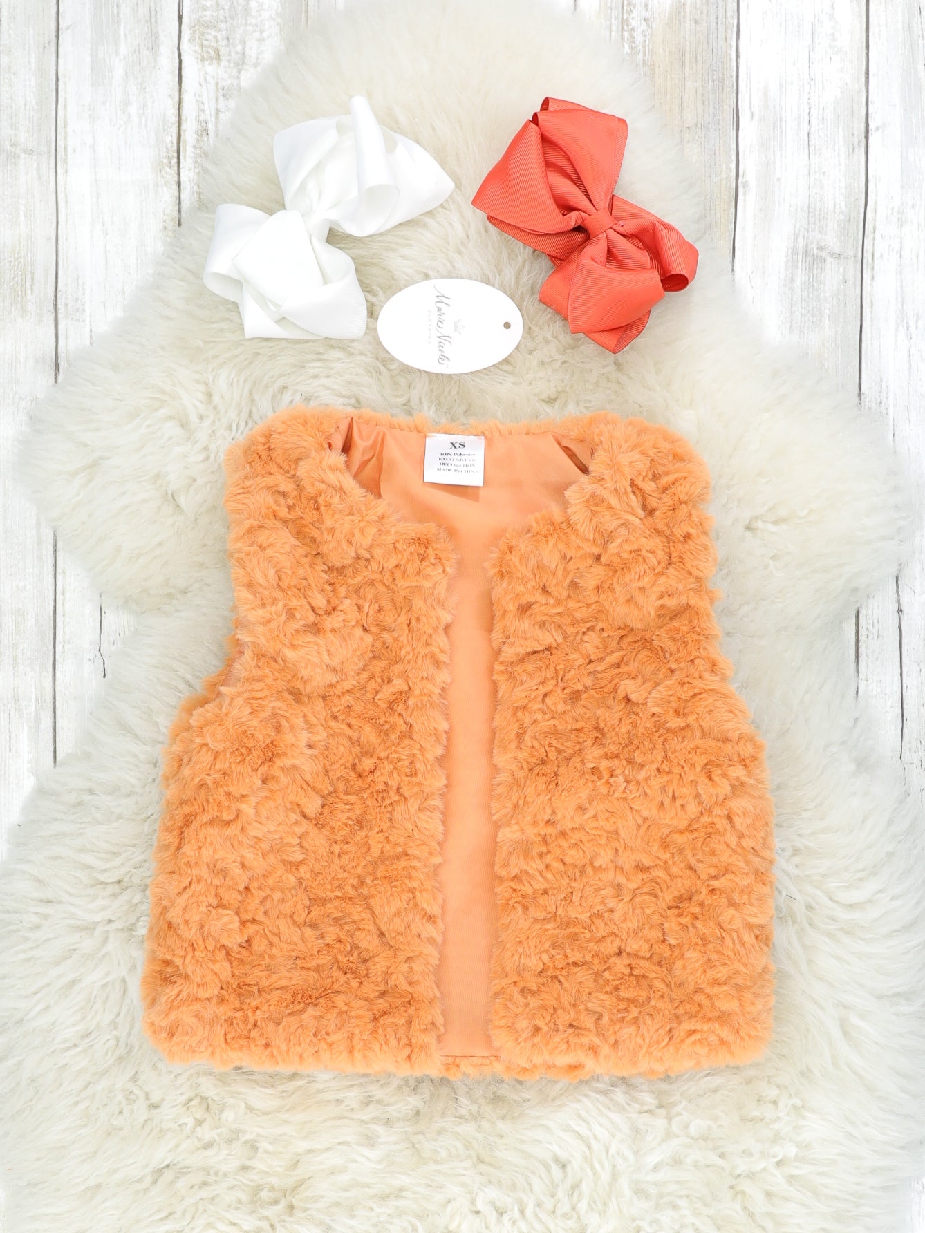 Orange & Cream Pumpkin Dress W/ Vest Outfit - Marie Nicole Clothing
