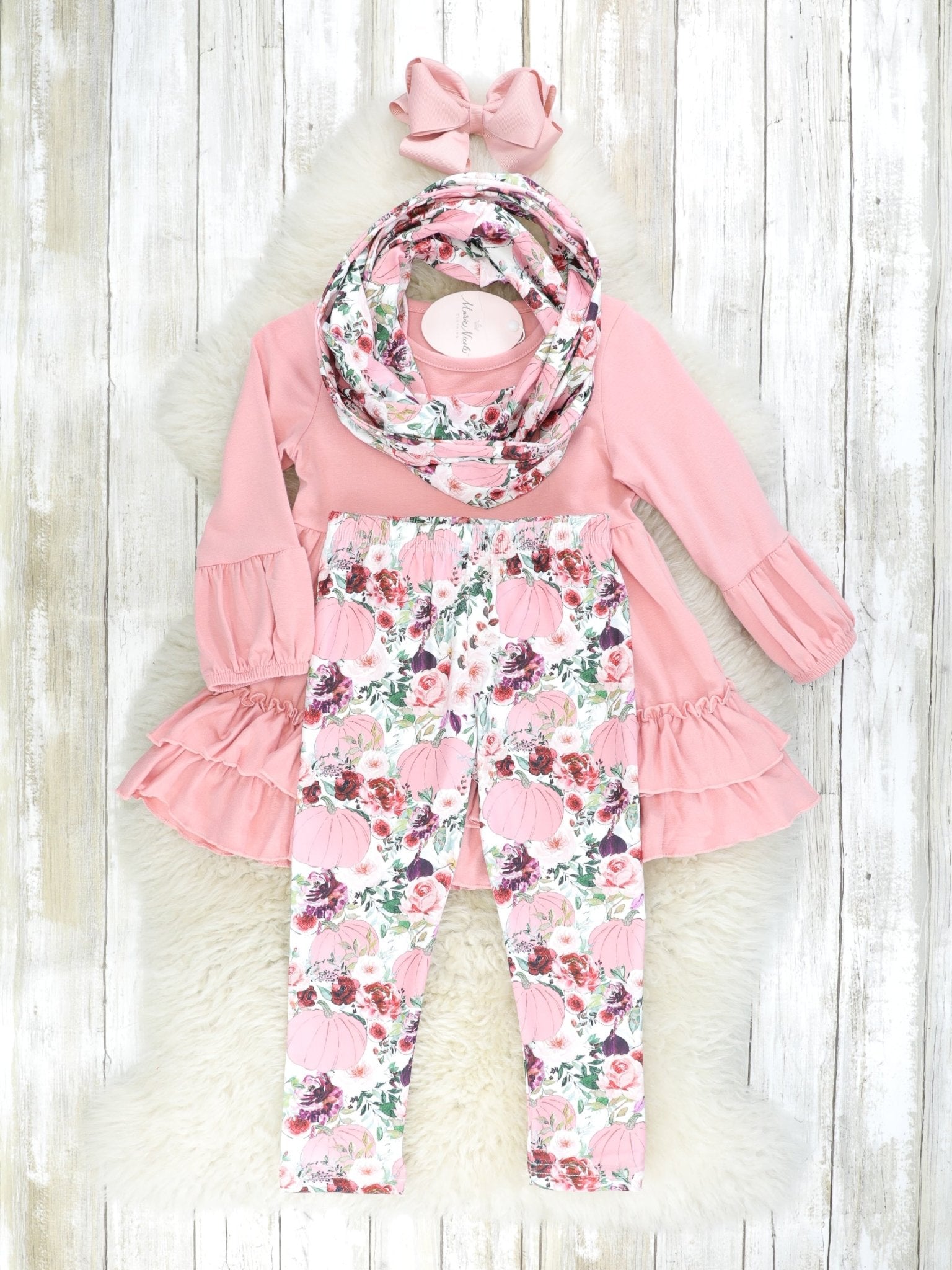 Mauve Floral 3 Piece Outfit - Marie Nicole Clothing
