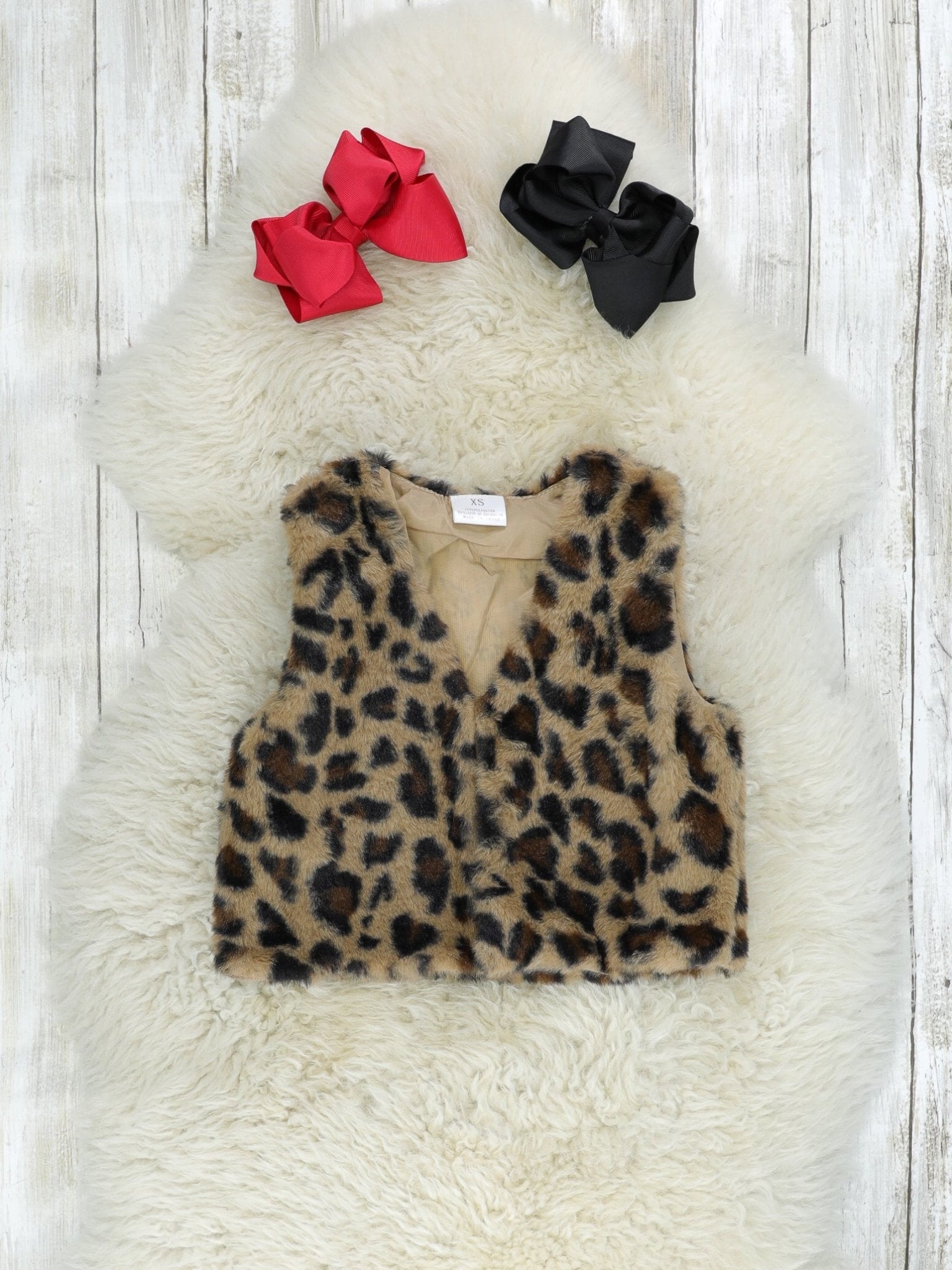 Buffalo Plaid Bell Sleeve Ruffle Dress W/ Leopard Vest - Marie Nicole Clothing