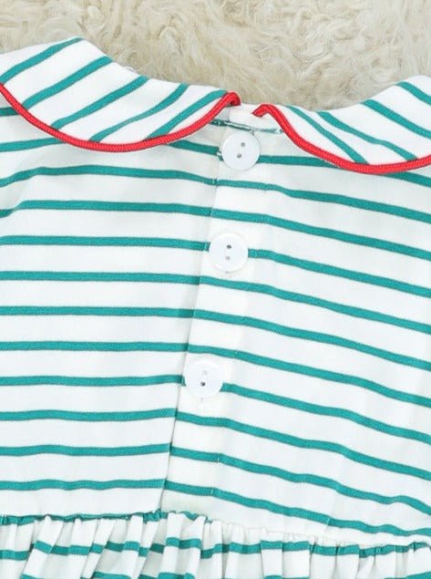 Green Striped Vintage Reindeer Dress - Marie Nicole Clothing
