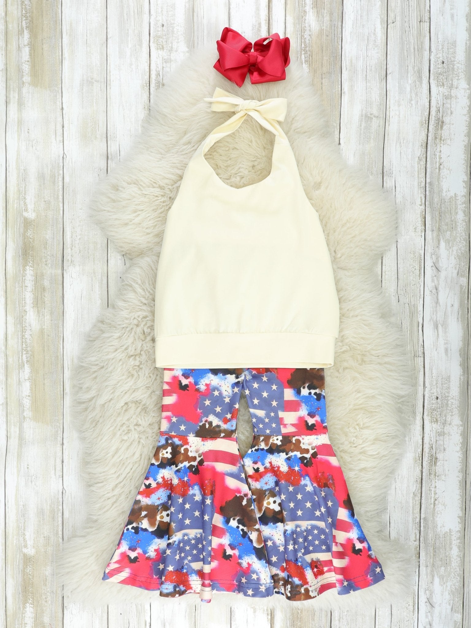 Tie Top & American Flag Bell Bottoms - Marie Nicole Clothing