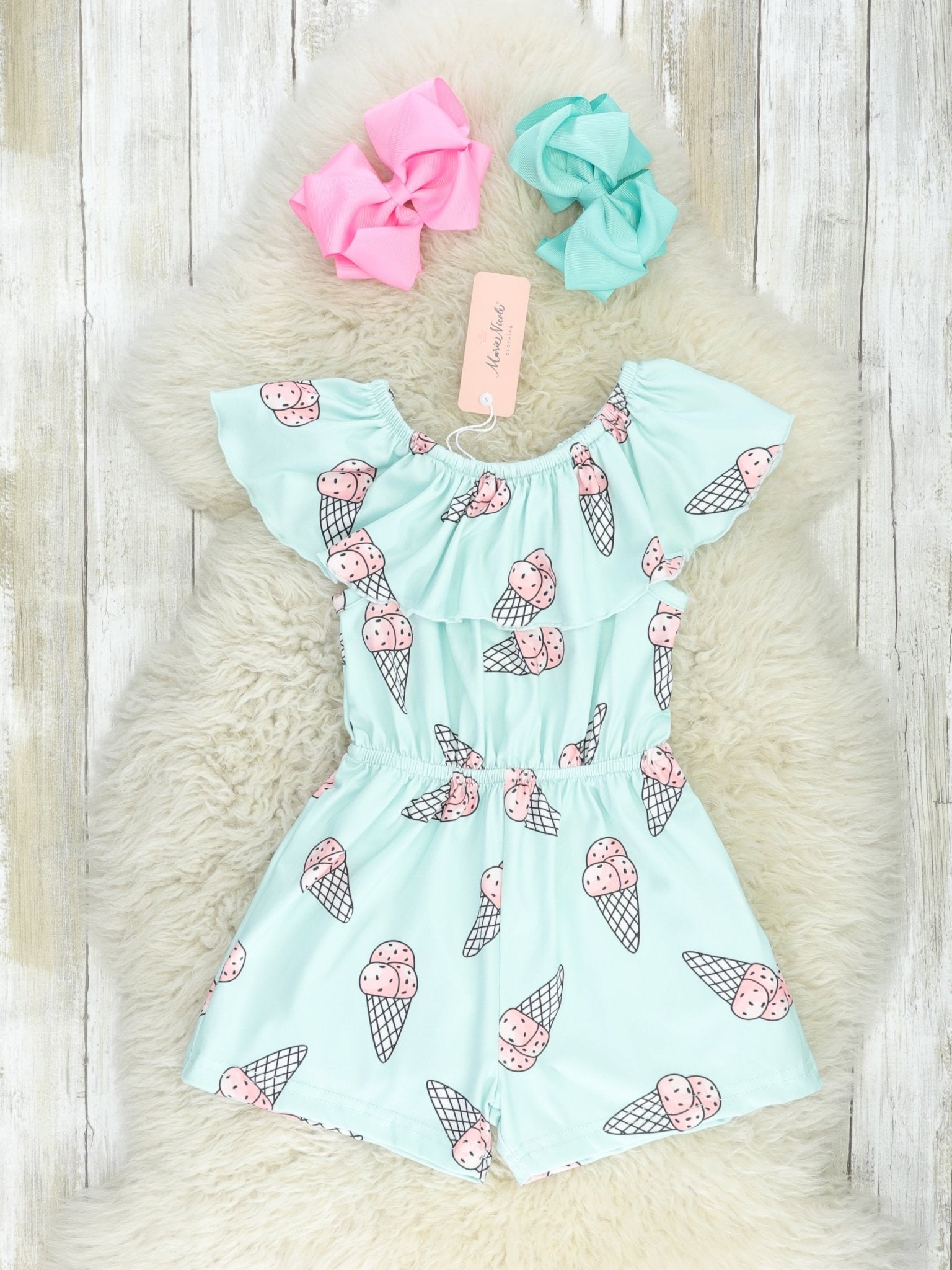Mint Ice Cream Ruffle Jumpsuit - Marie Nicole Clothing