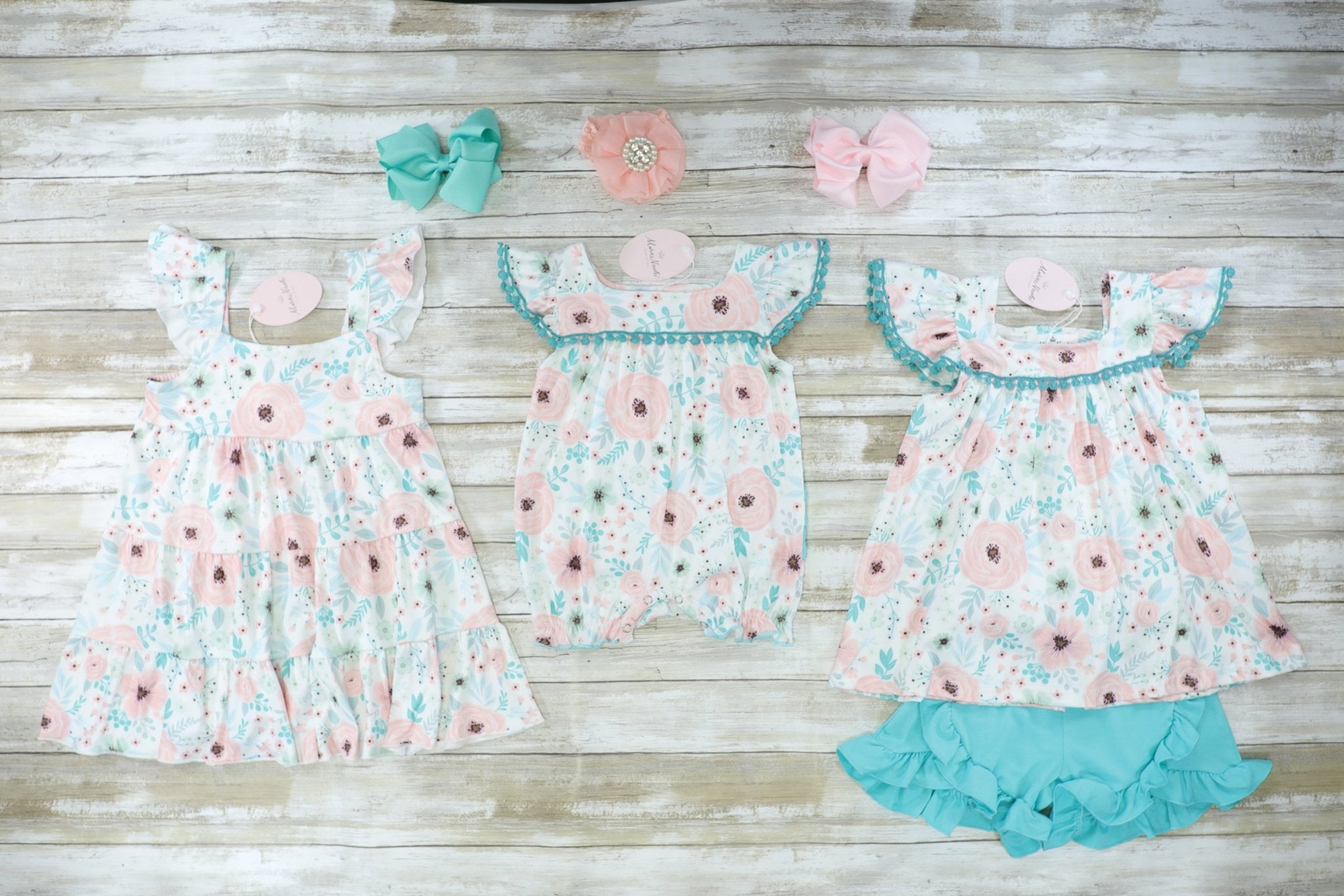 Pink Floral Bubble Romper - Marie Nicole Clothing
