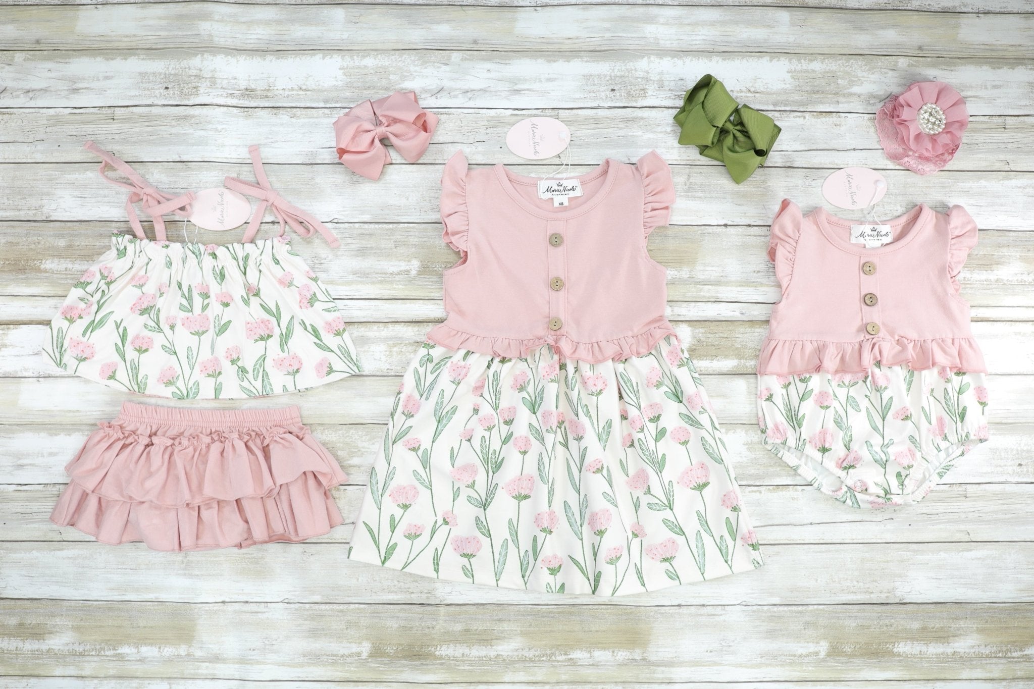 Pink Dandelion Top & Ruffle Bloomers Set - Marie Nicole Clothing