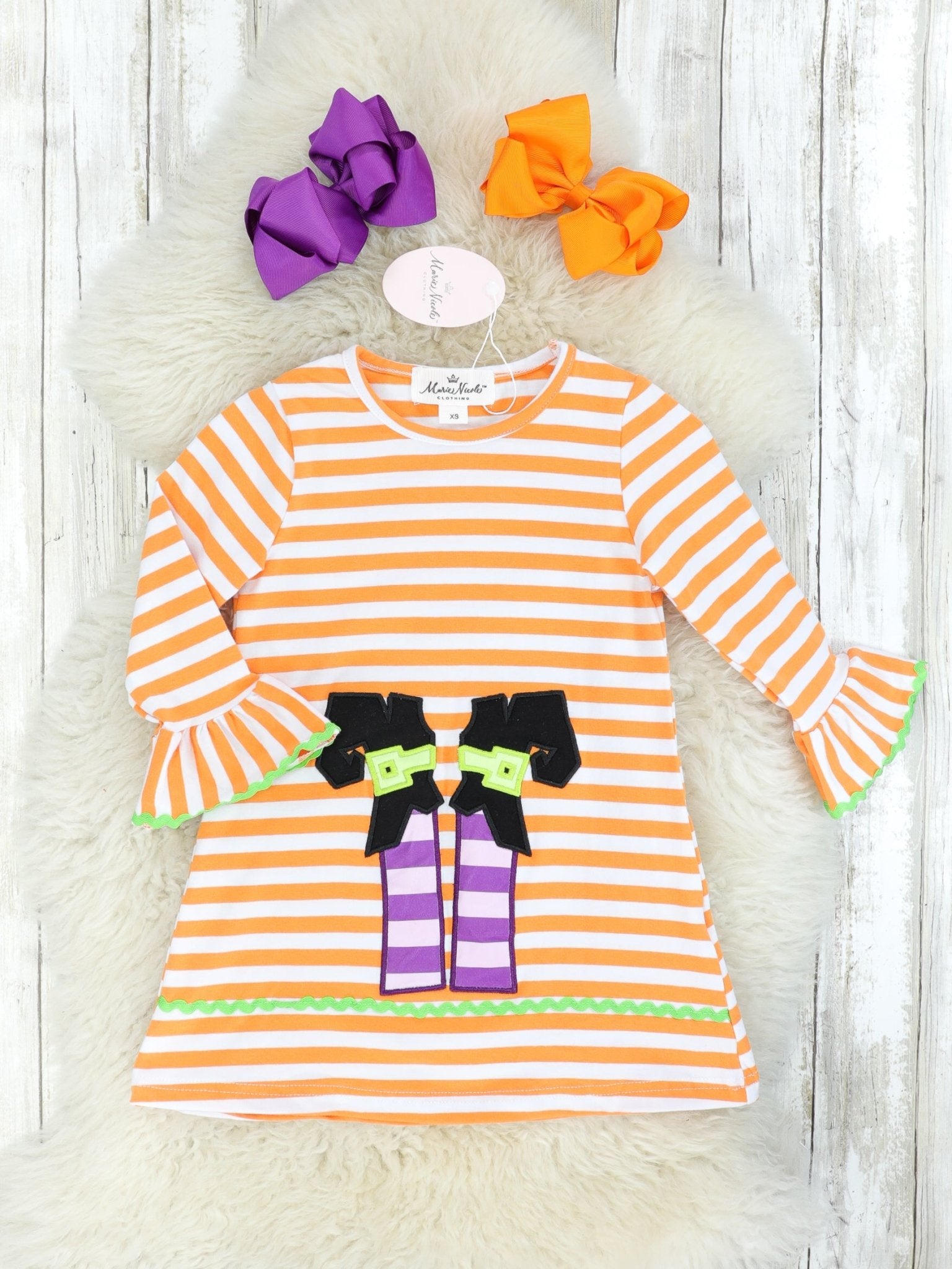 Striped Witches Feet Dress - Marie Nicole Clothing