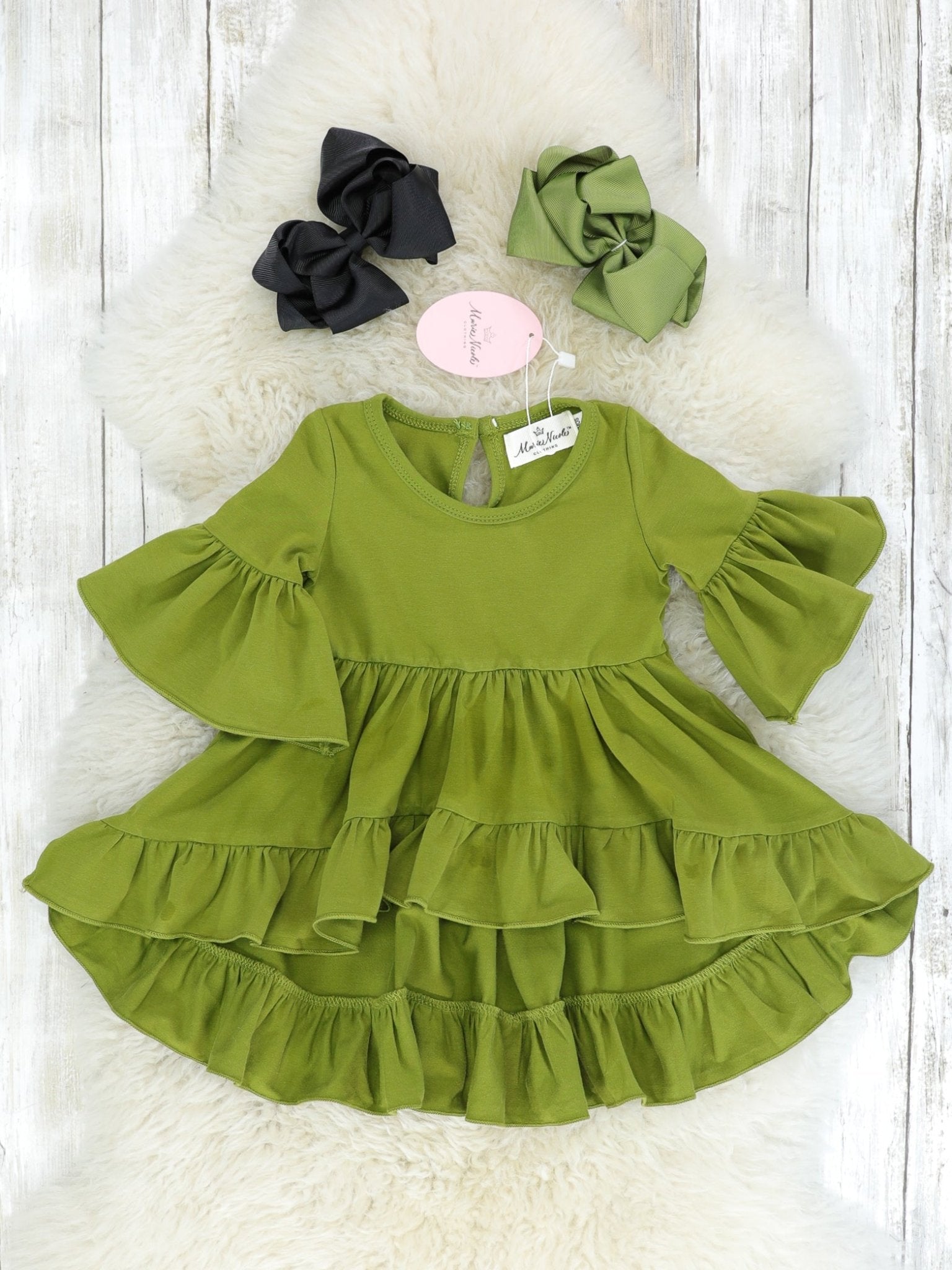 Cotton Bell - Sleeve Hi - Lo Ruffle Top - Multiple Colors - Marie Nicole Clothing