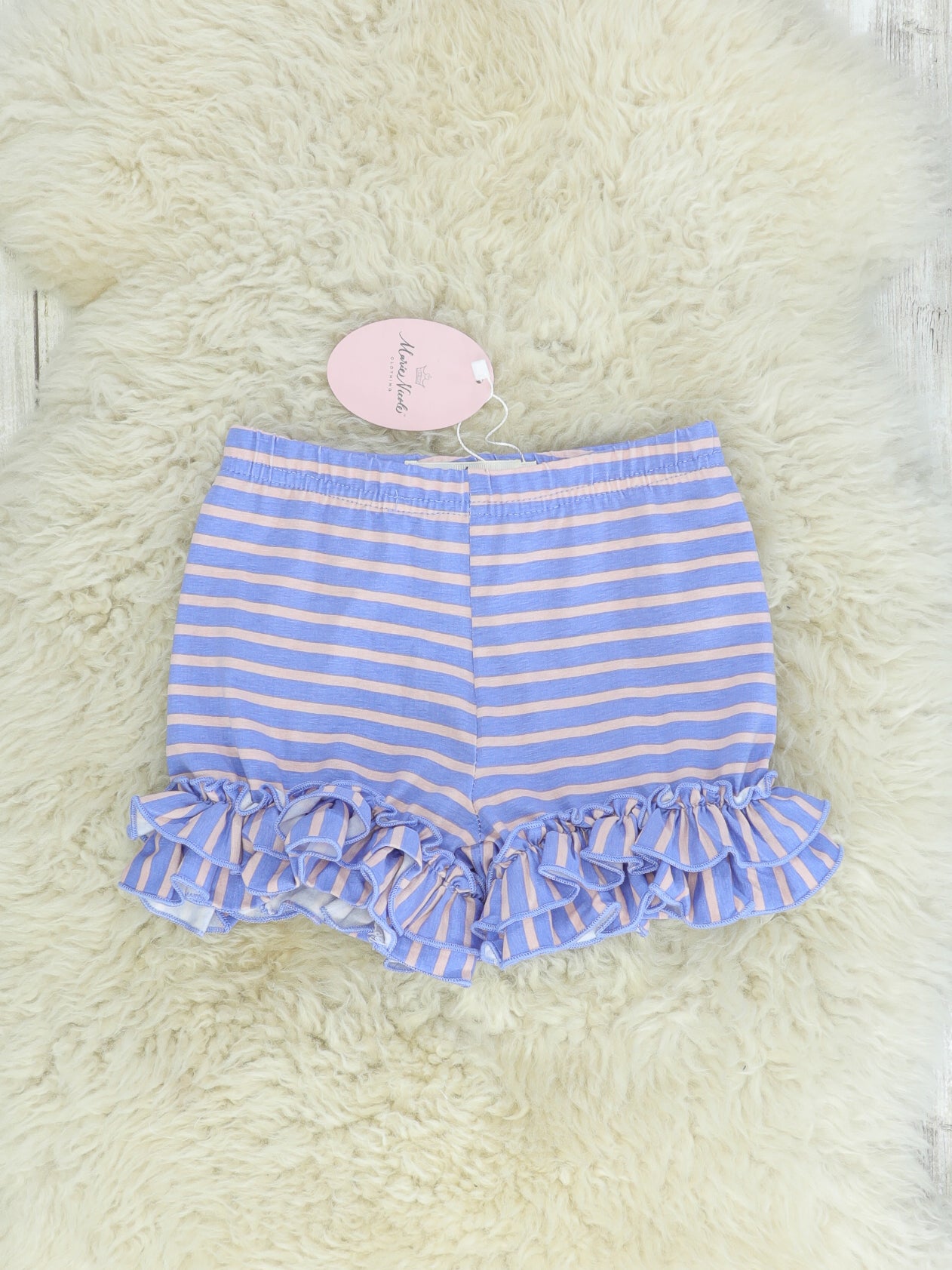Purple Striped Ruffle Shorts - Marie Nicole Clothing