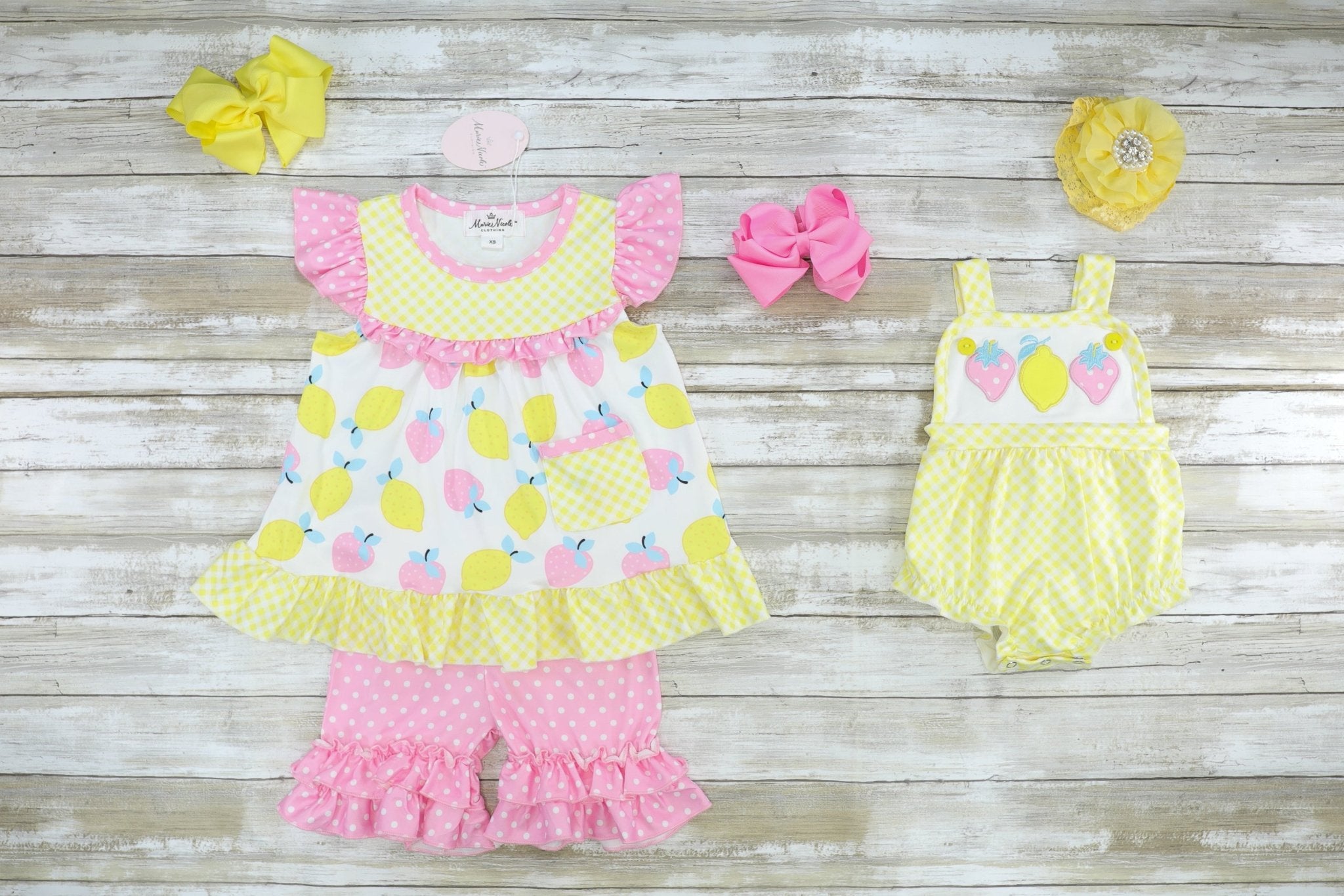 Strawberry Lemonade Ruffle Outfit - Marie Nicole Clothing