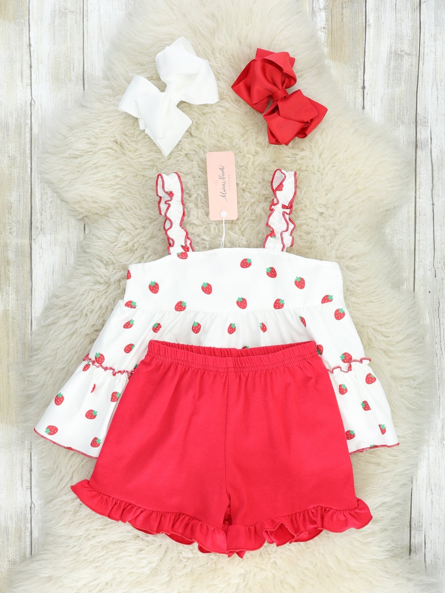 Tiered Ditsy Strawberry Outfit - Marie Nicole Clothing
