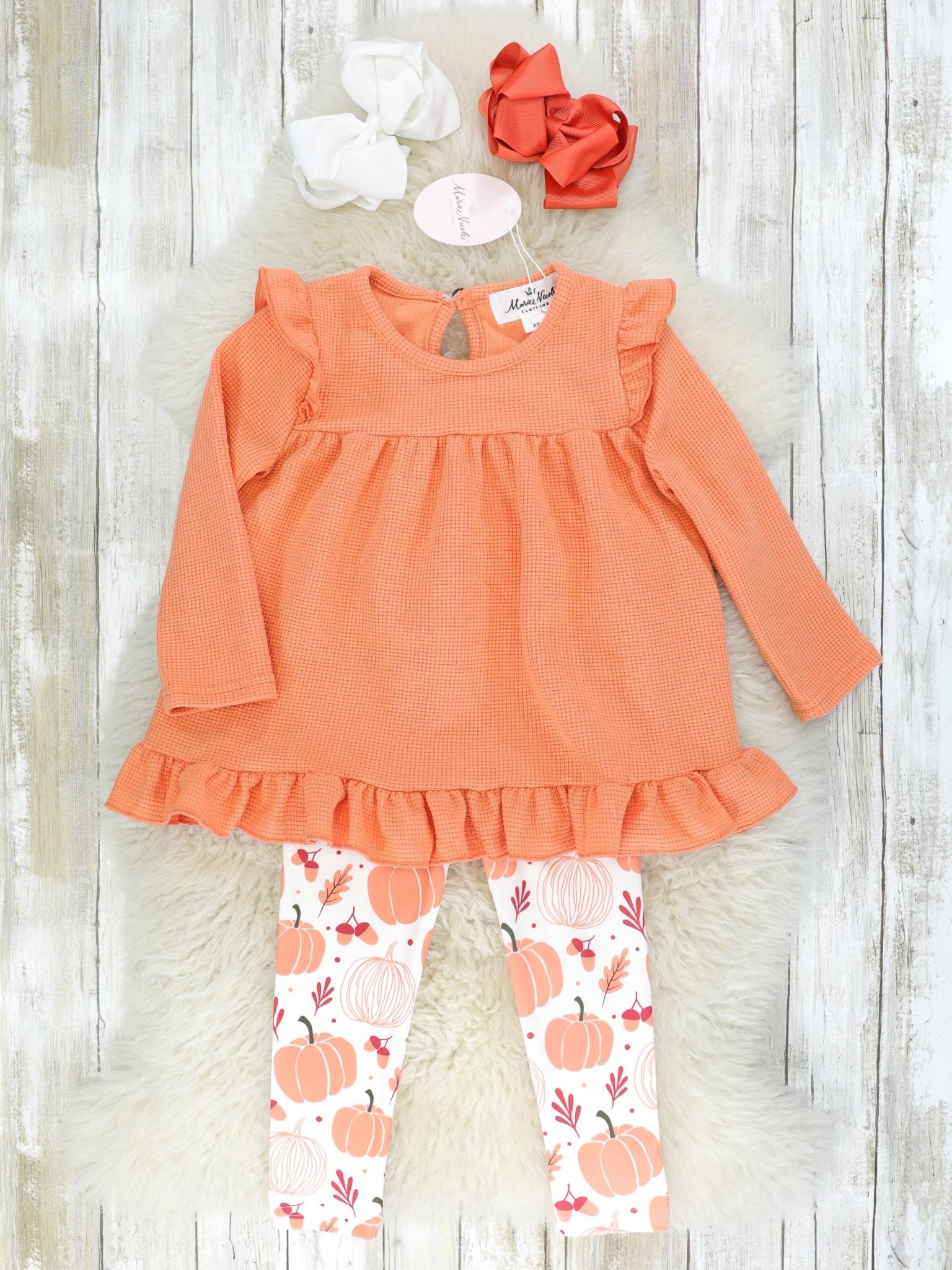 Orange & Cream Pumpkin Outfit - Marie Nicole Clothing
