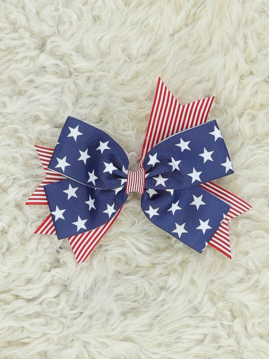 Navy Blue Stars & Stripes Bow - Marie Nicole Clothing