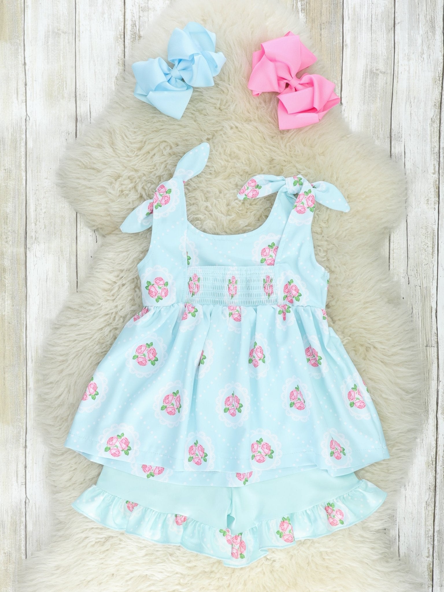 Pink Floral Tie Tank Outfit - Marie Nicole Clothing