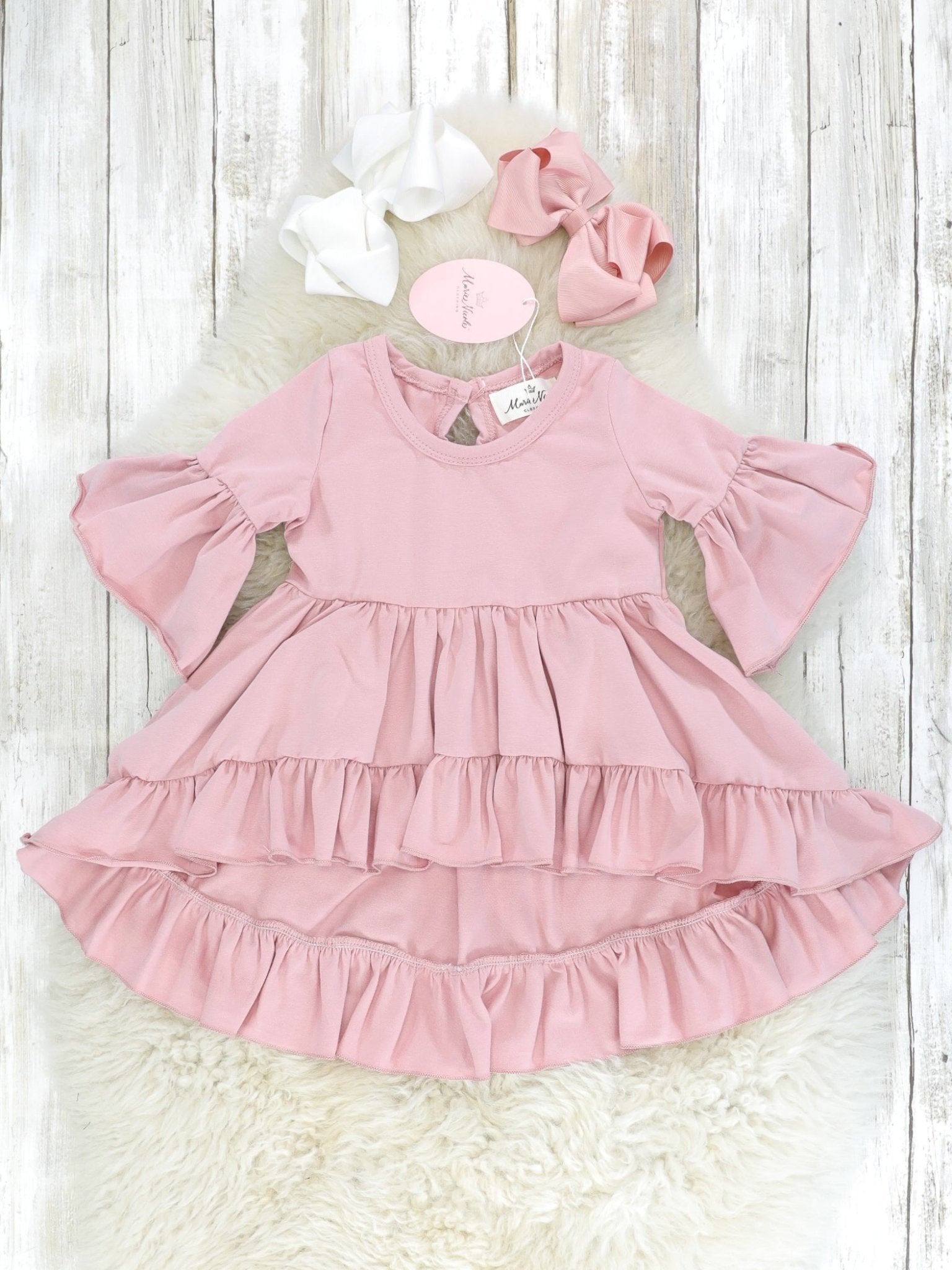 Cotton Bell - Sleeve Hi - Lo Ruffle Top - Multiple Colors - Marie Nicole Clothing
