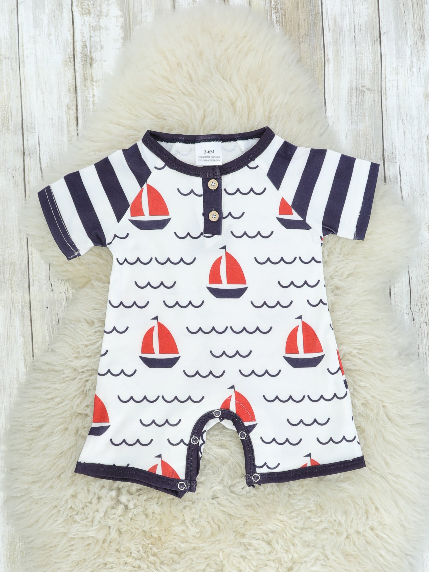 Red, White, & Blue Sailboat Romper - Marie Nicole Clothing