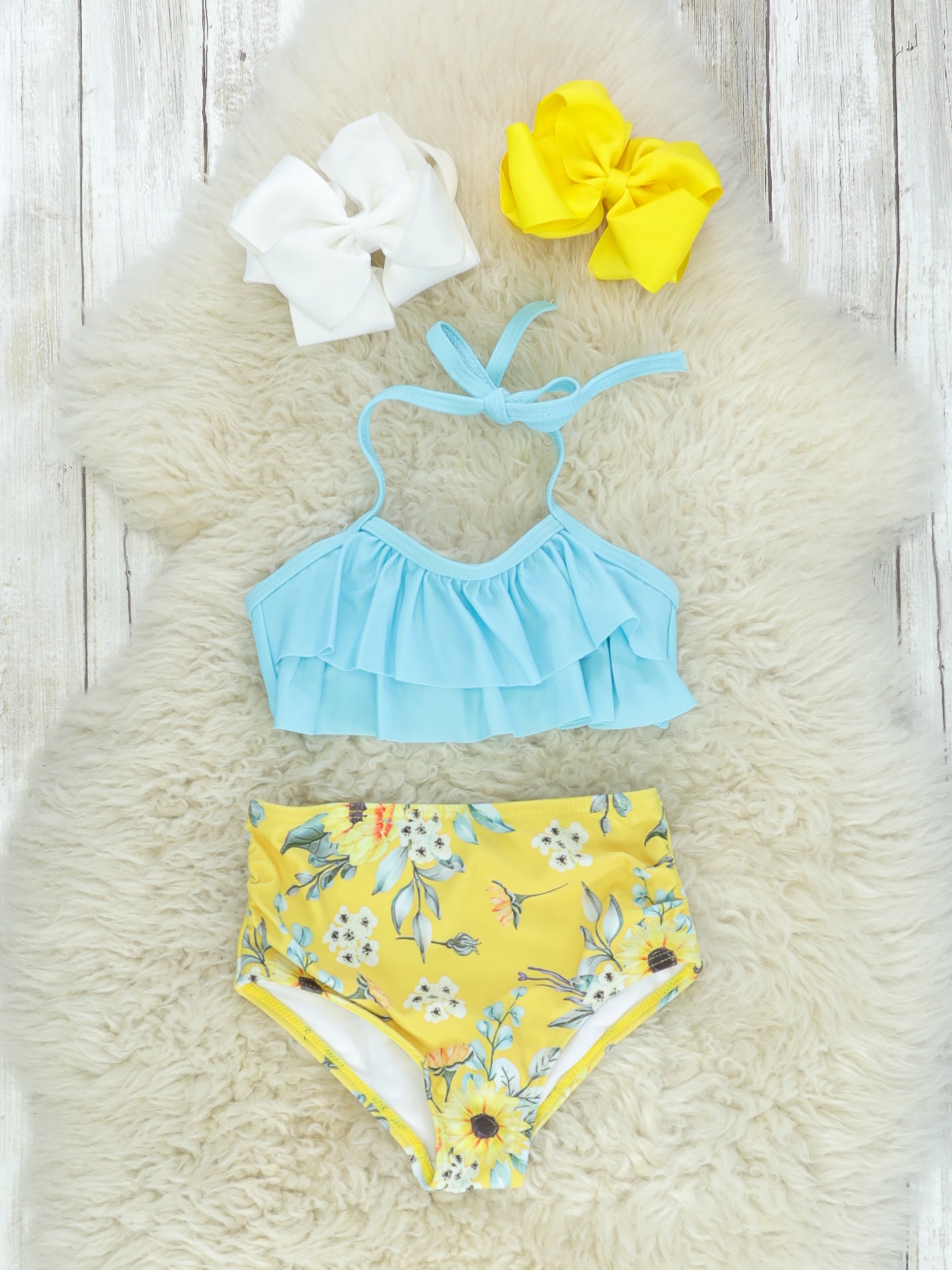 Mom & Me Sunflower Ruffle Swimsuit - Marie Nicole Clothing