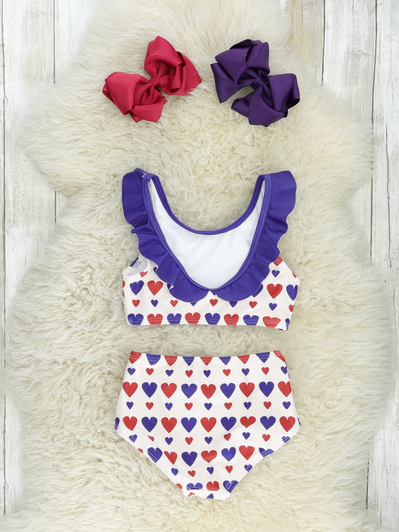 Red & Navy Heart Two - Piece Swimsuit - Marie Nicole Clothing