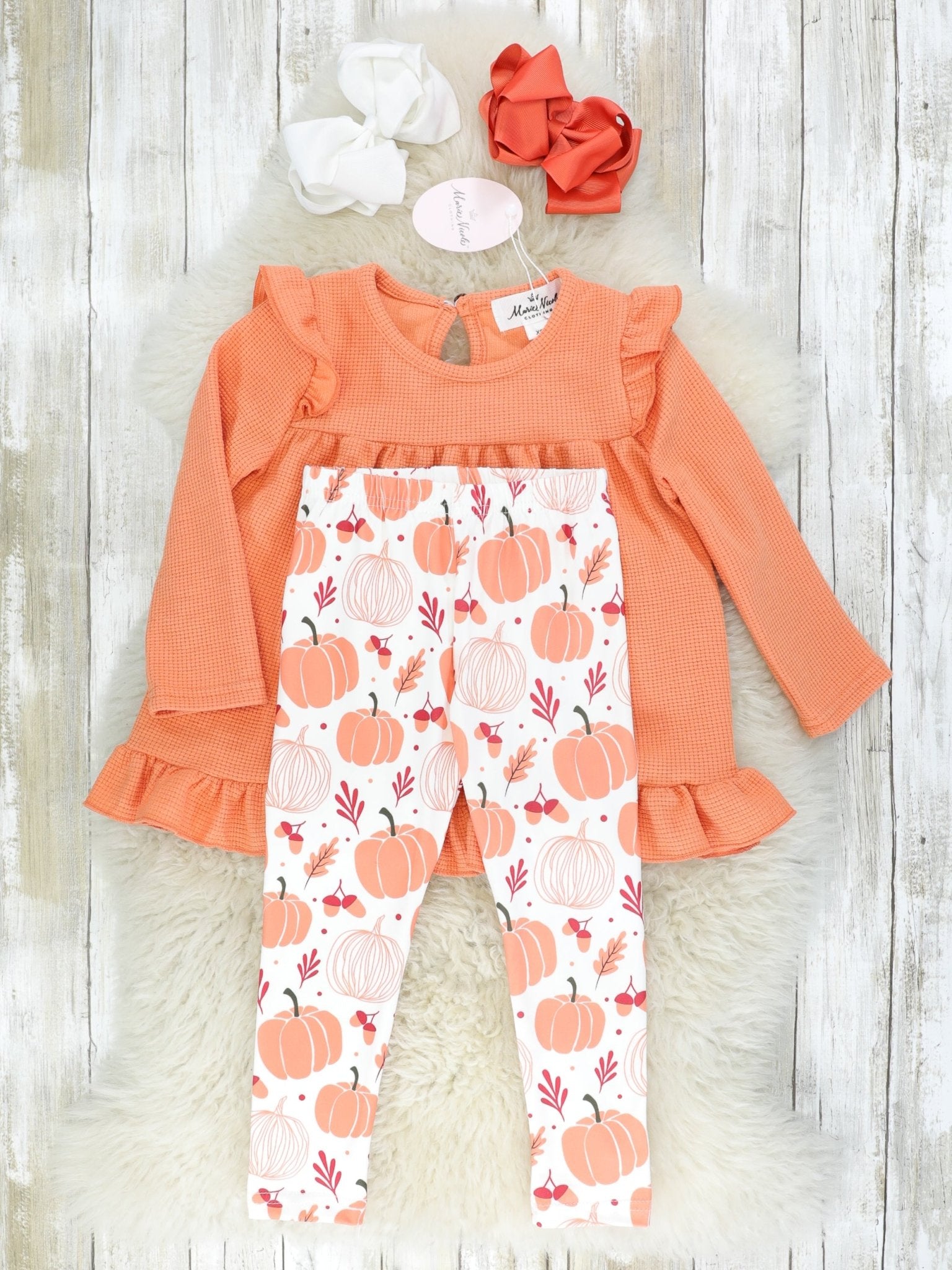Orange & Cream Pumpkin Outfit - Marie Nicole Clothing