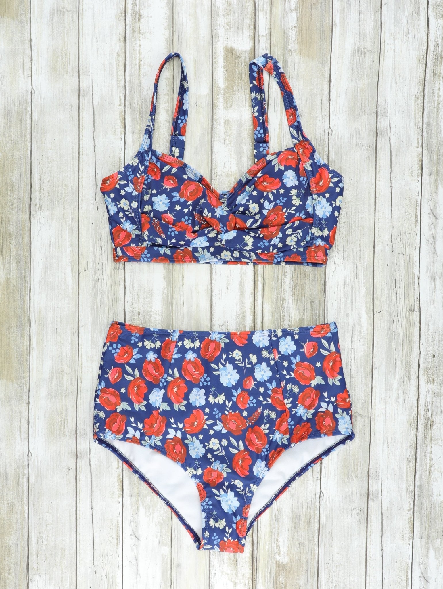 Mom & Me Red & Blue Rose Swimsuit - Marie Nicole Clothing