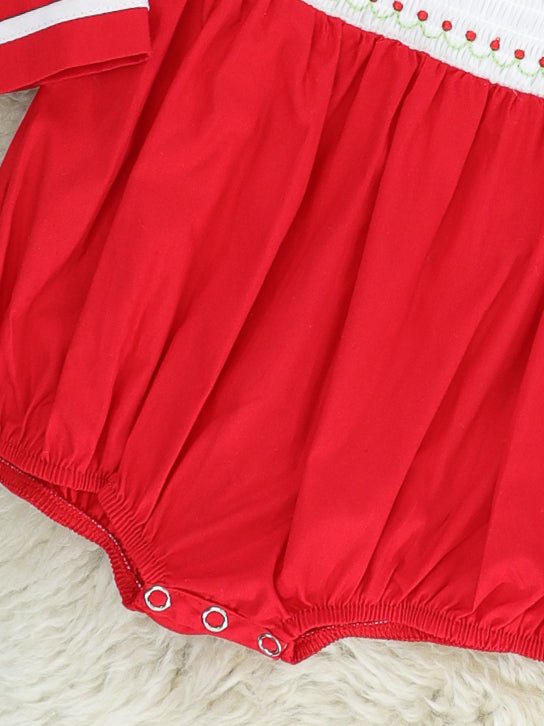 Red Smocked Vintage Romper - Marie Nicole Clothing