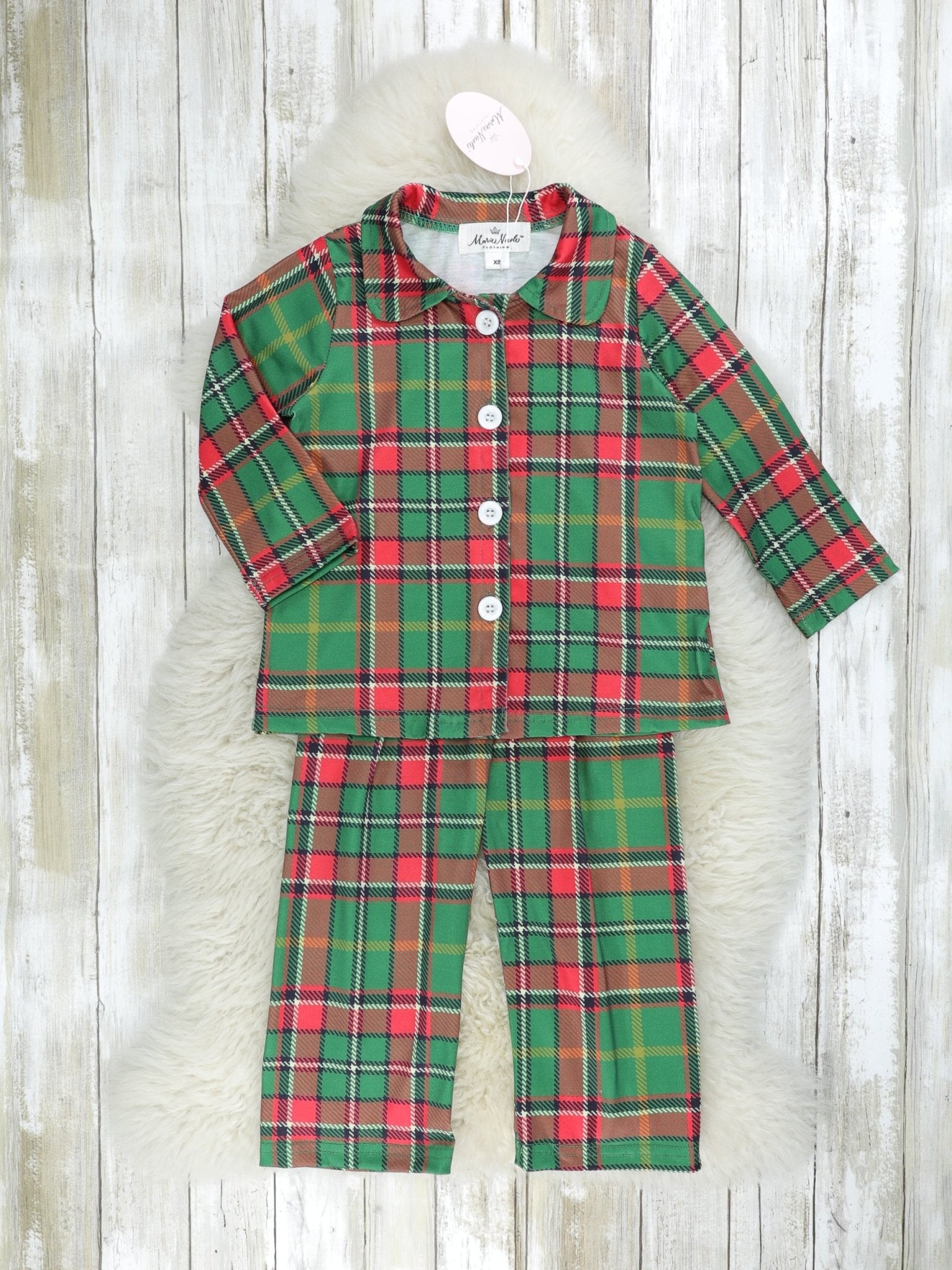 Green & Red Plaid Pajamas - Marie Nicole Clothing
