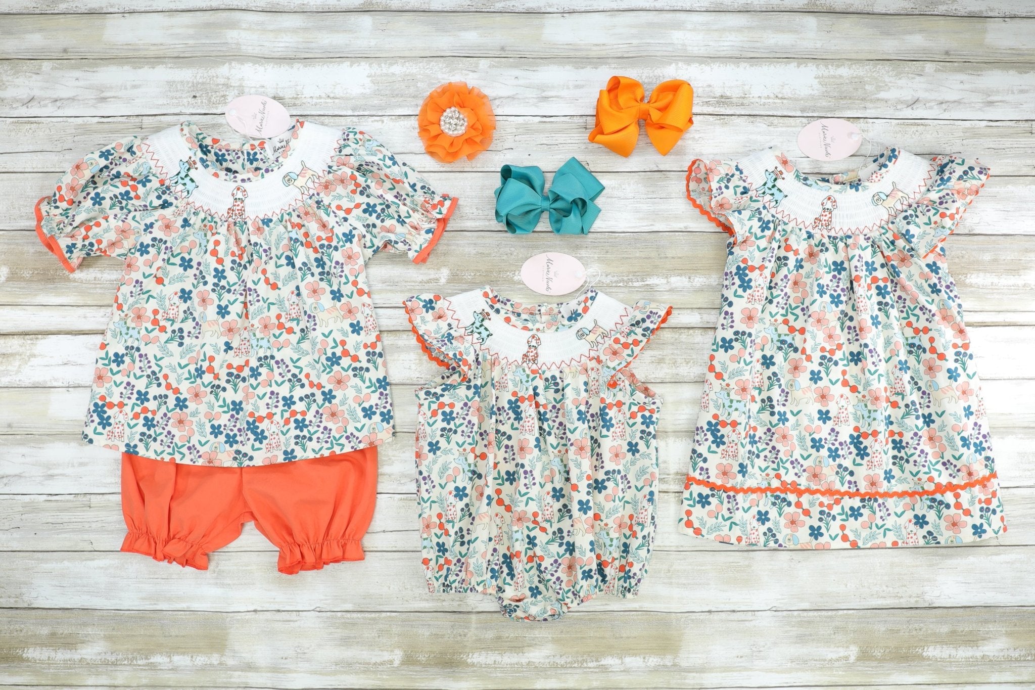MNC Royal Pups Smocked Floral Outfit™ - Marie Nicole Clothing