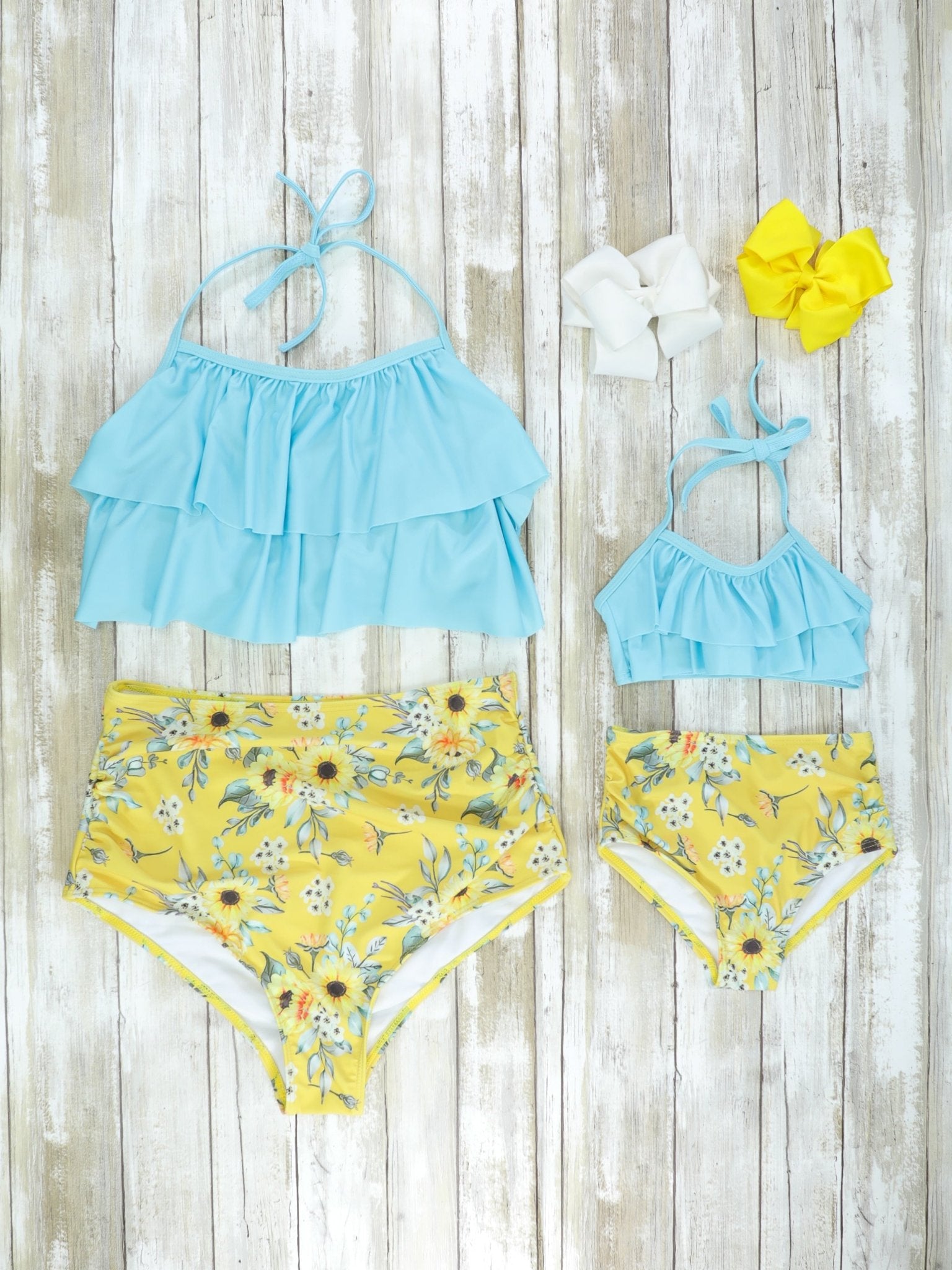 Mom & Me Sunflower Ruffle Swimsuit - Marie Nicole Clothing