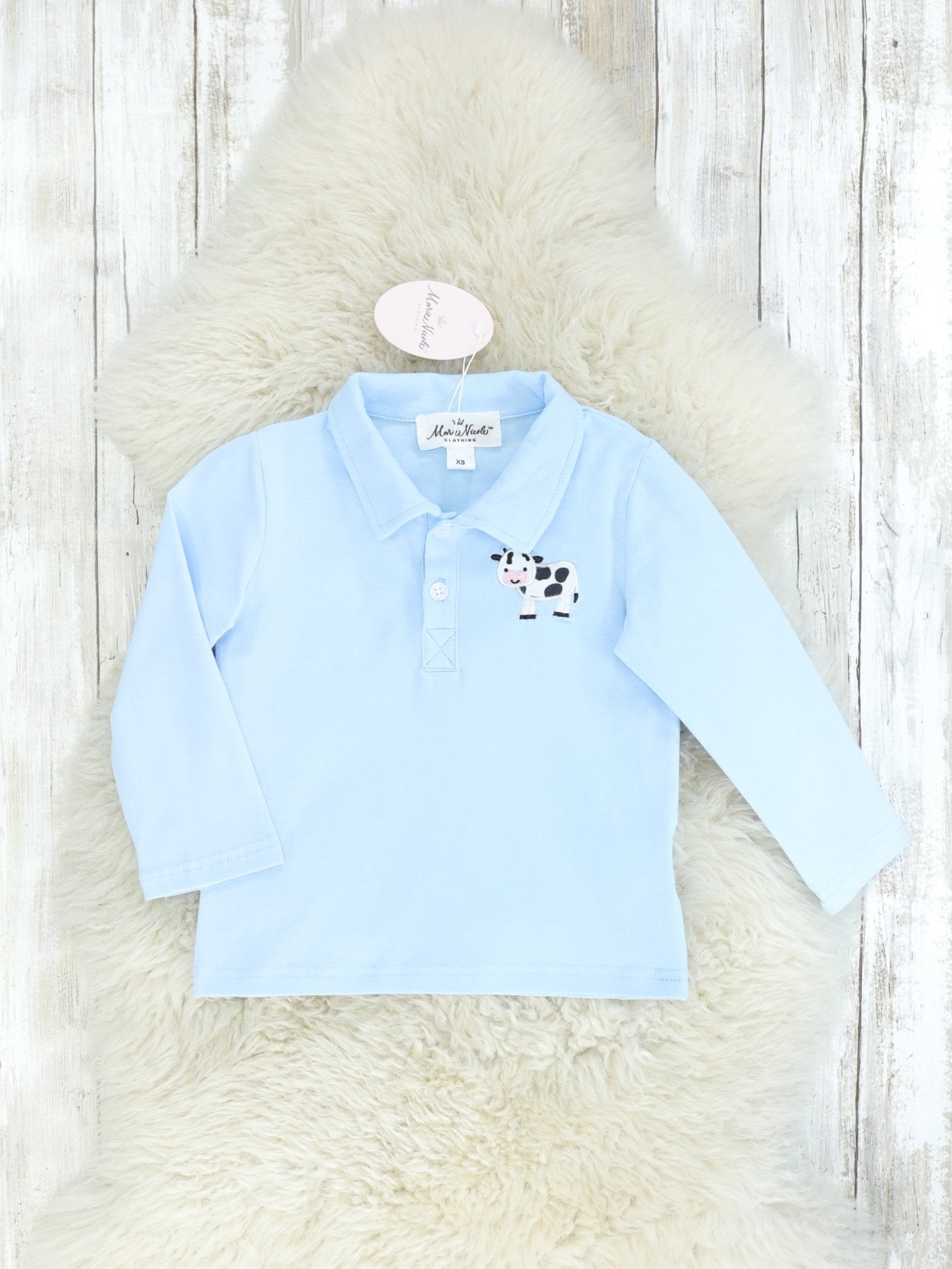 Baby Blue Cow Polo - Marie Nicole Clothing