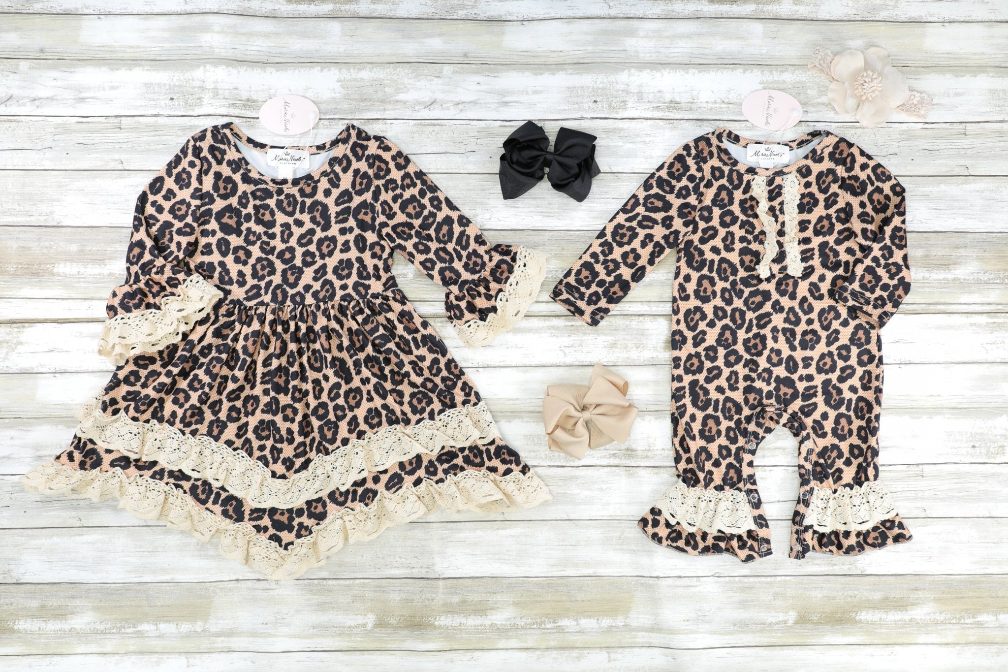Leopard Crochet Lace Ruffle Romper - Marie Nicole Clothing