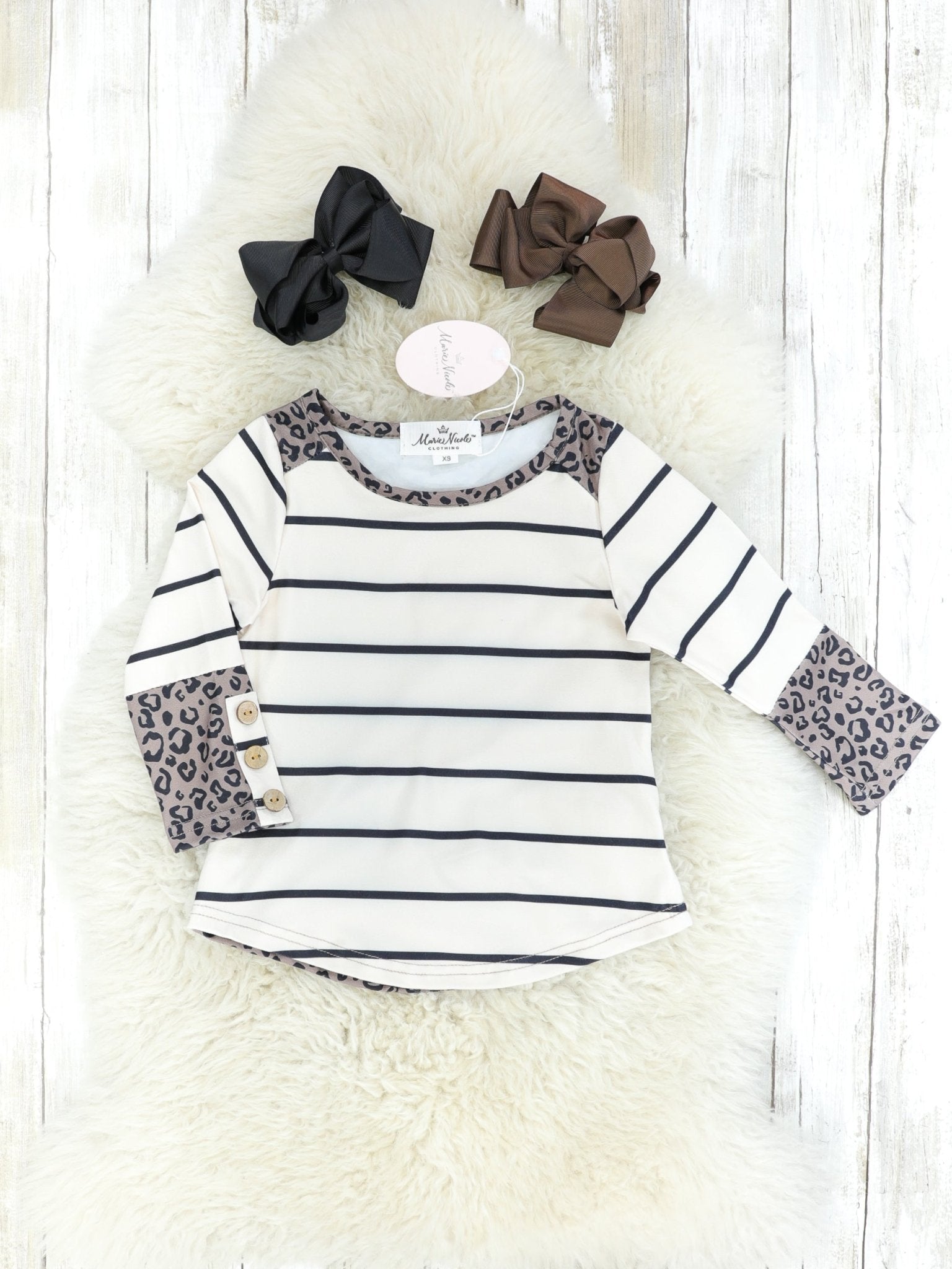 Mom & Me Striped Cheetah Shirt - Marie Nicole Clothing