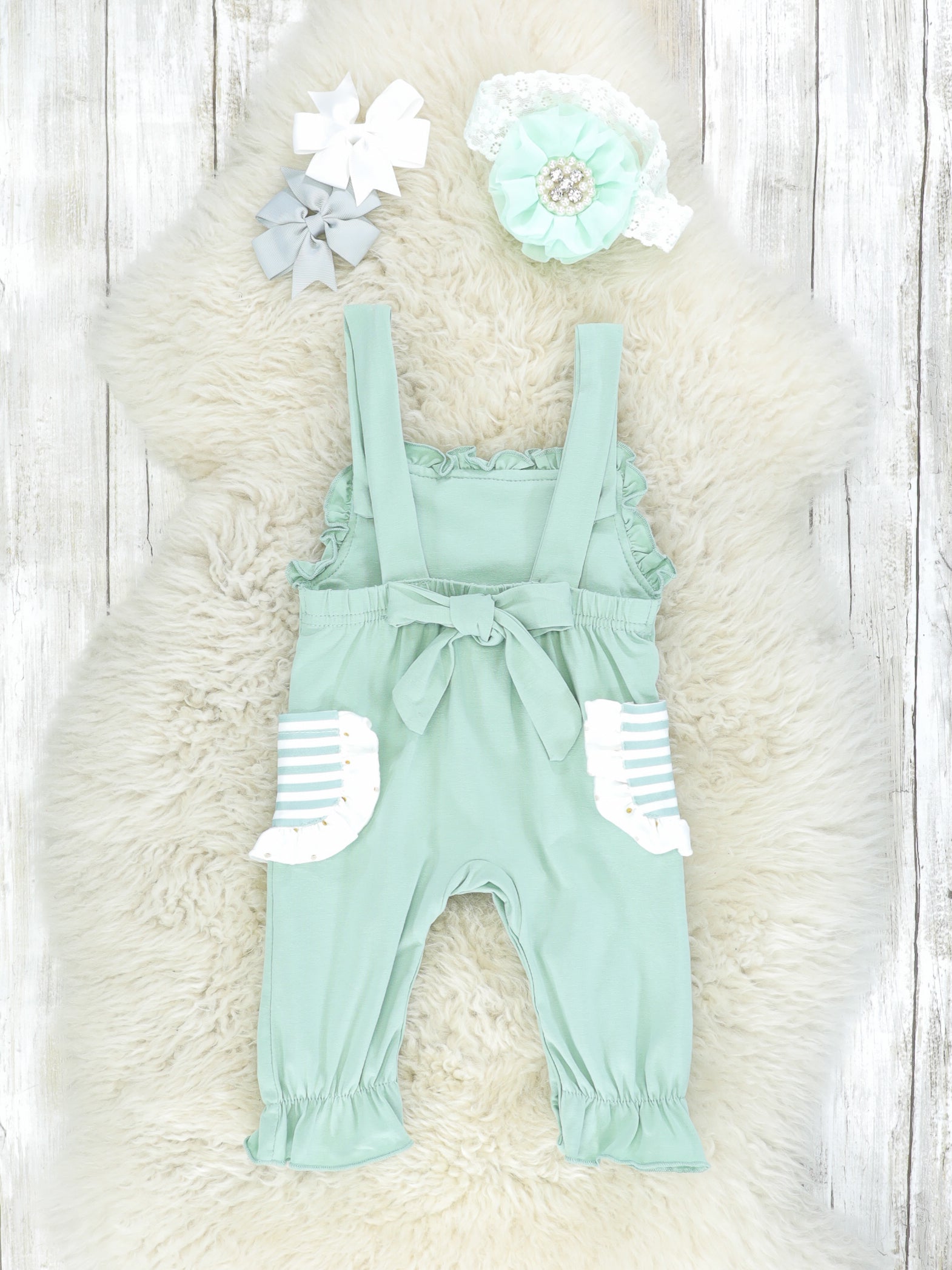 Sage Ruffle Overall Set - Marie Nicole Clothing