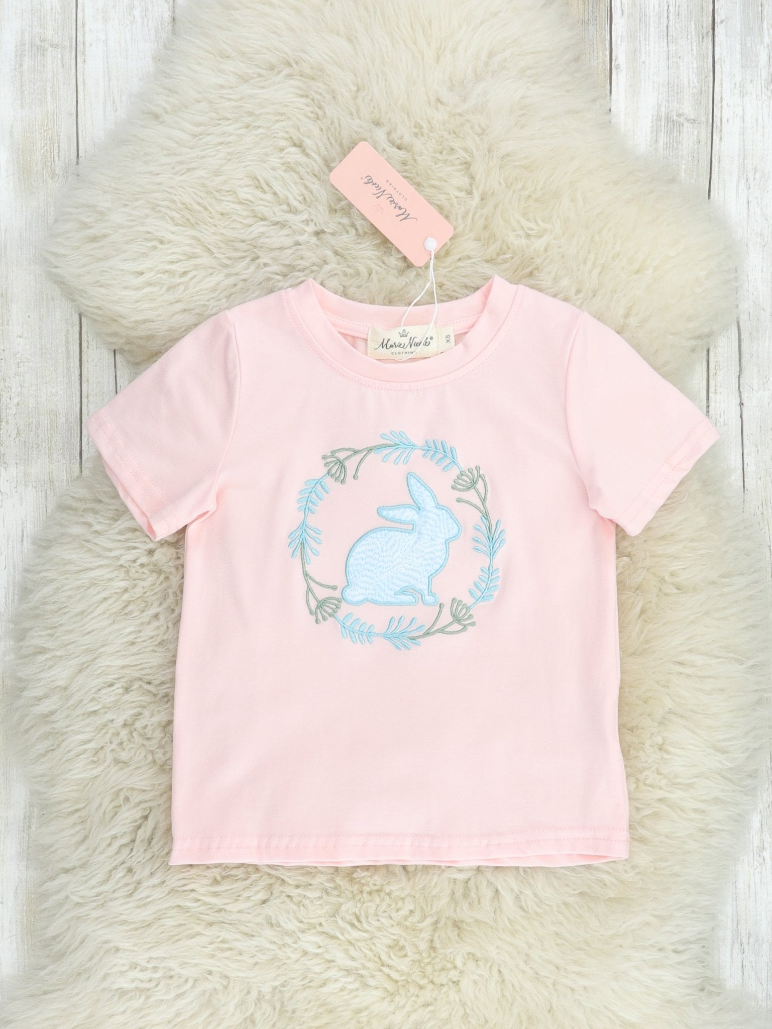 Blush & Blue Bunny Shirt - Marie Nicole Clothing