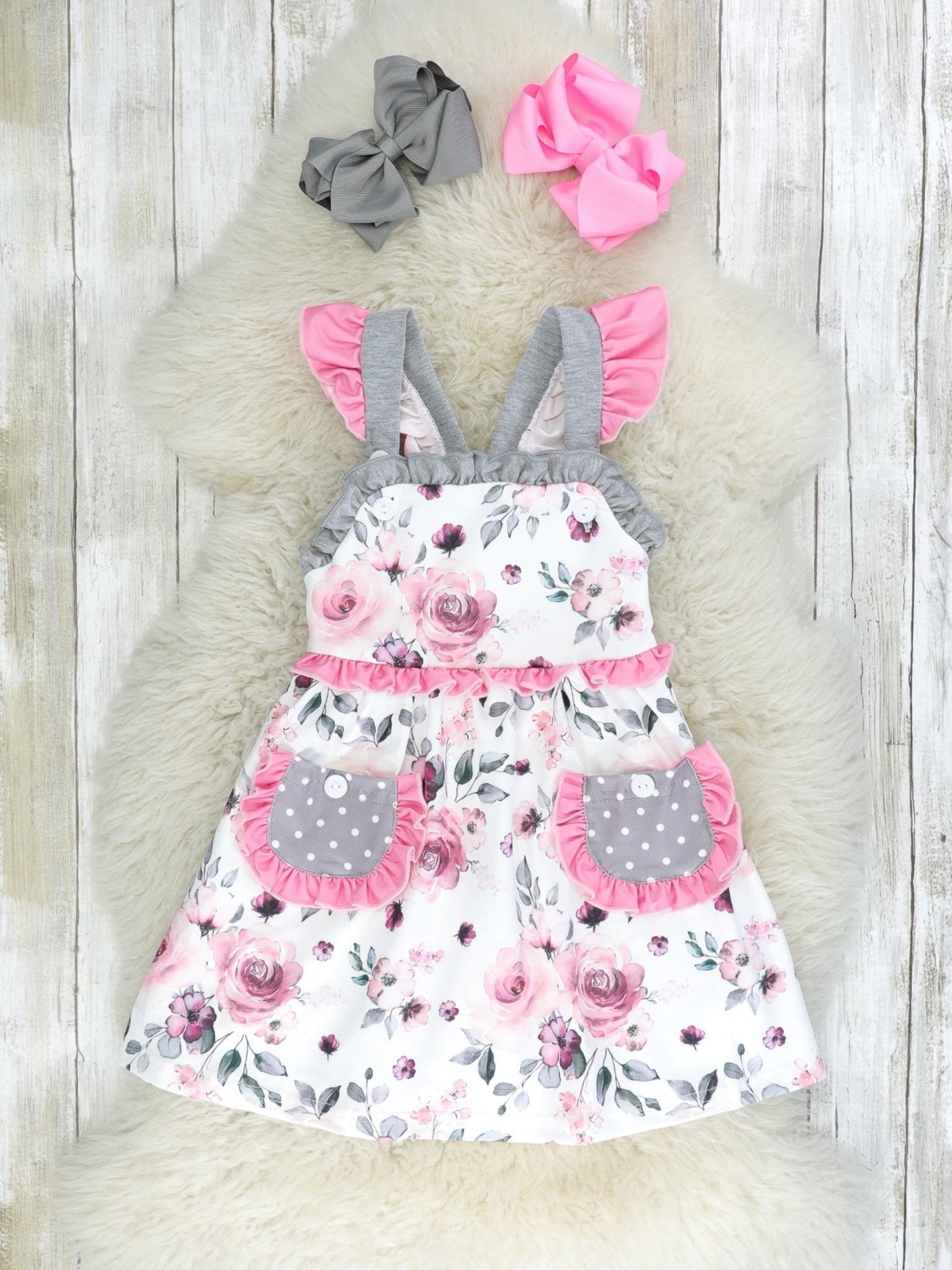 Punch Pink Watercolor Rose Pocket Dress - Marie Nicole Clothing