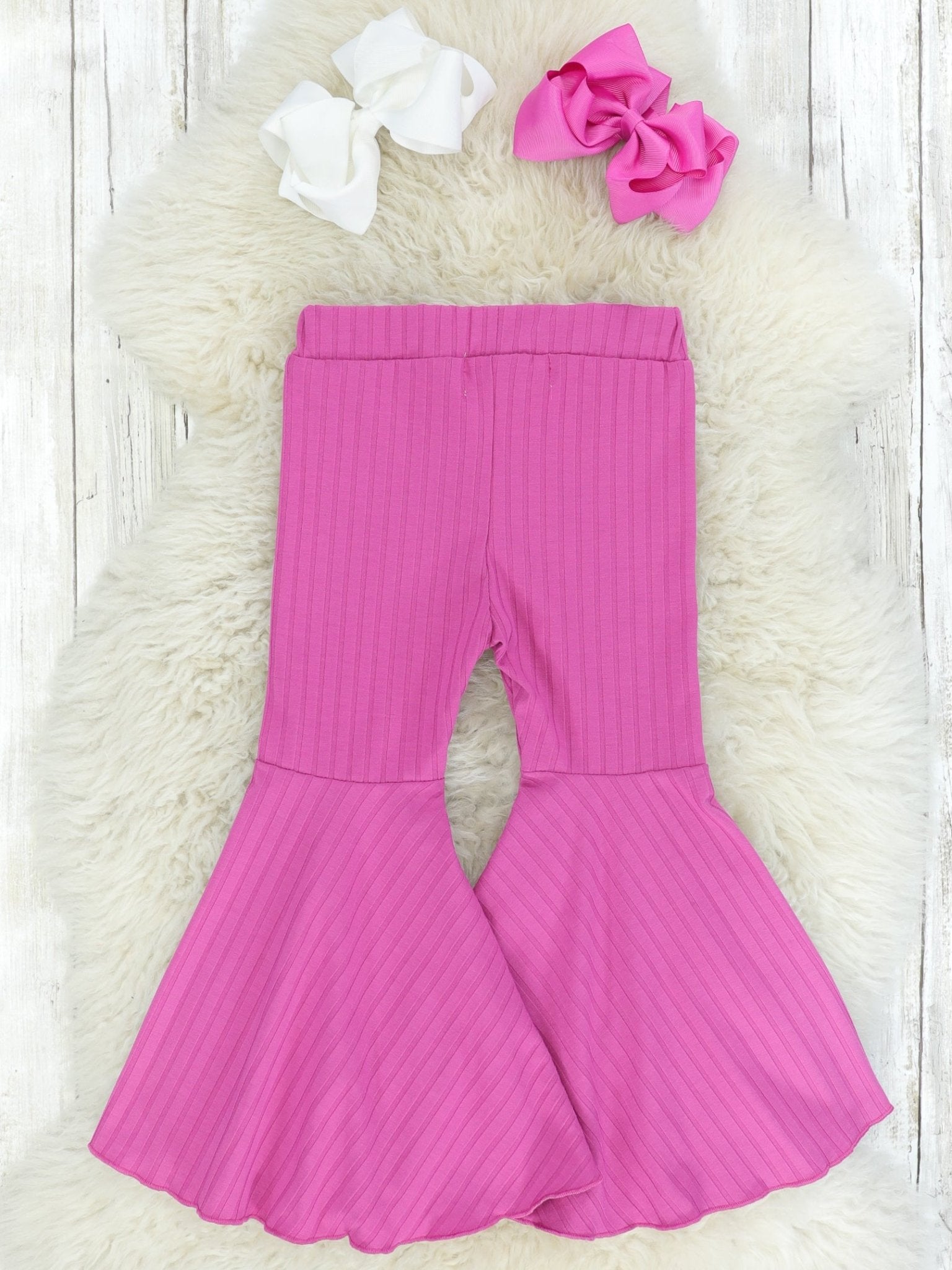Ribbed Fuchsia Bell Bottoms - Marie Nicole Clothing