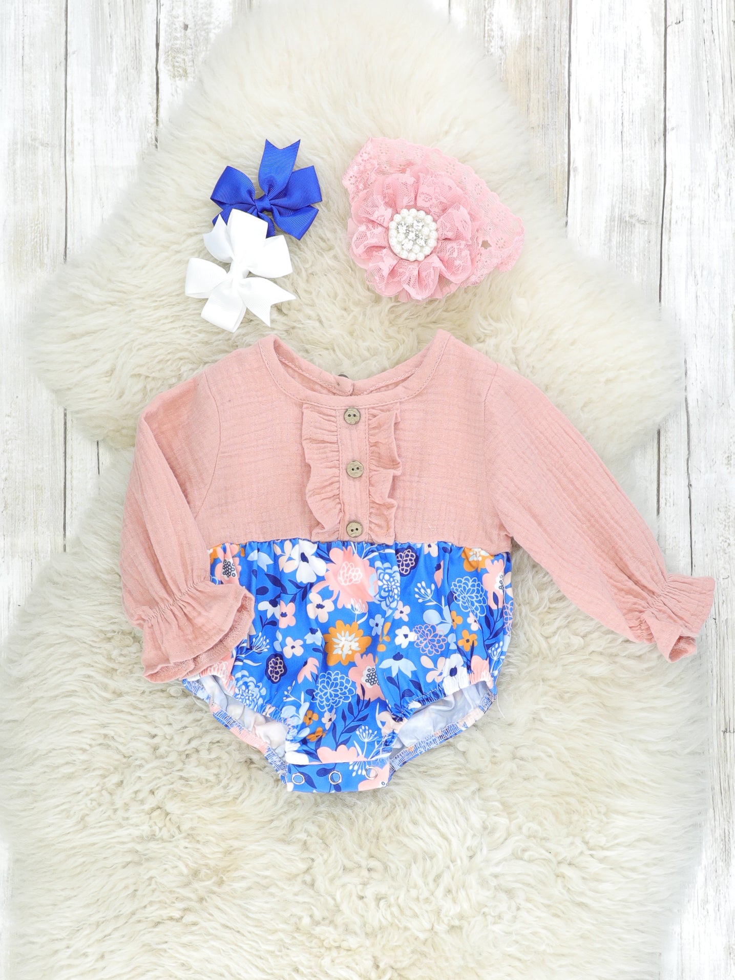 Mauve Floral Ruffle Romper - Marie Nicole Clothing