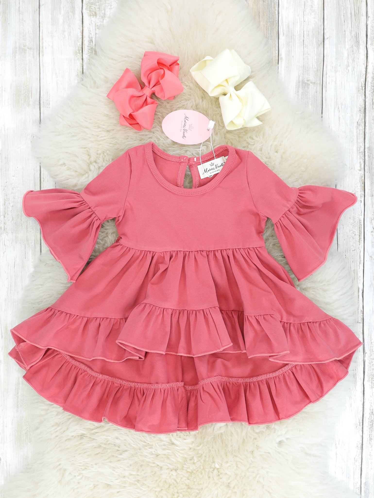 Cotton Bell - Sleeve Hi - Lo Ruffle Top - Multiple Colors - Marie Nicole Clothing