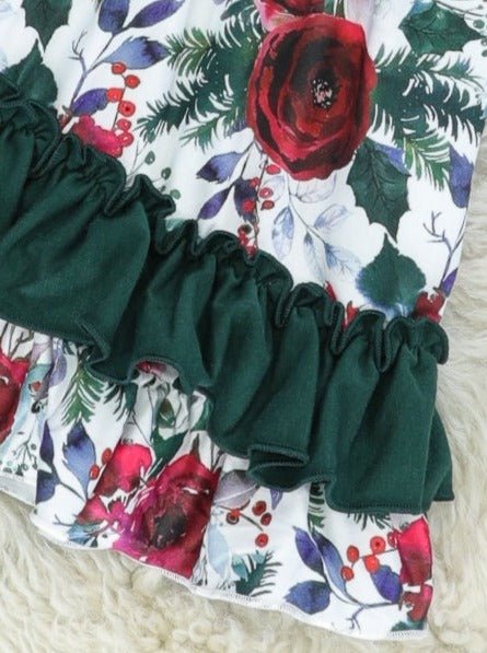 Hunter Green Rose Dress - Marie Nicole Clothing