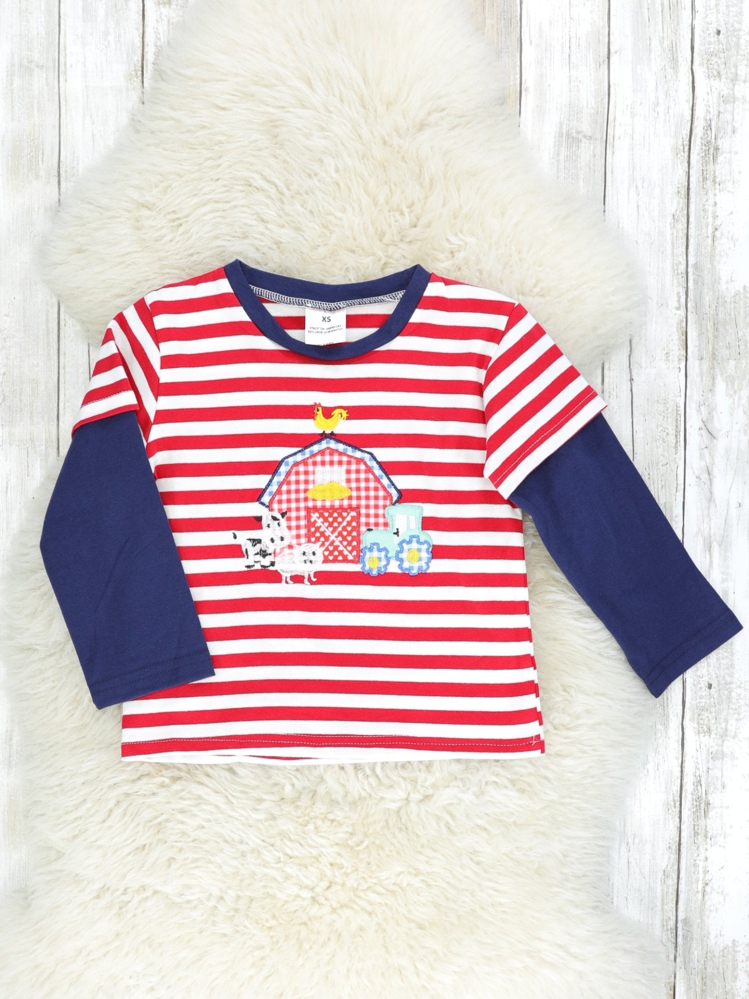 Red Striped Layered Barn Shirt - Marie Nicole Clothing