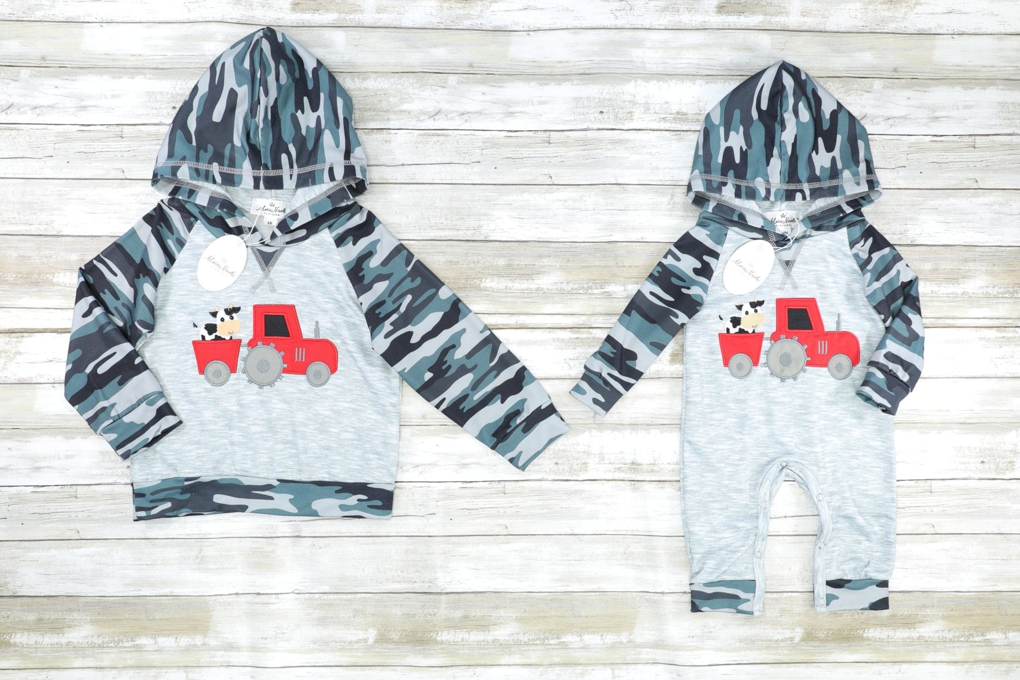 Camouflage Cow On Tractor Hoodie - Marie Nicole Clothing