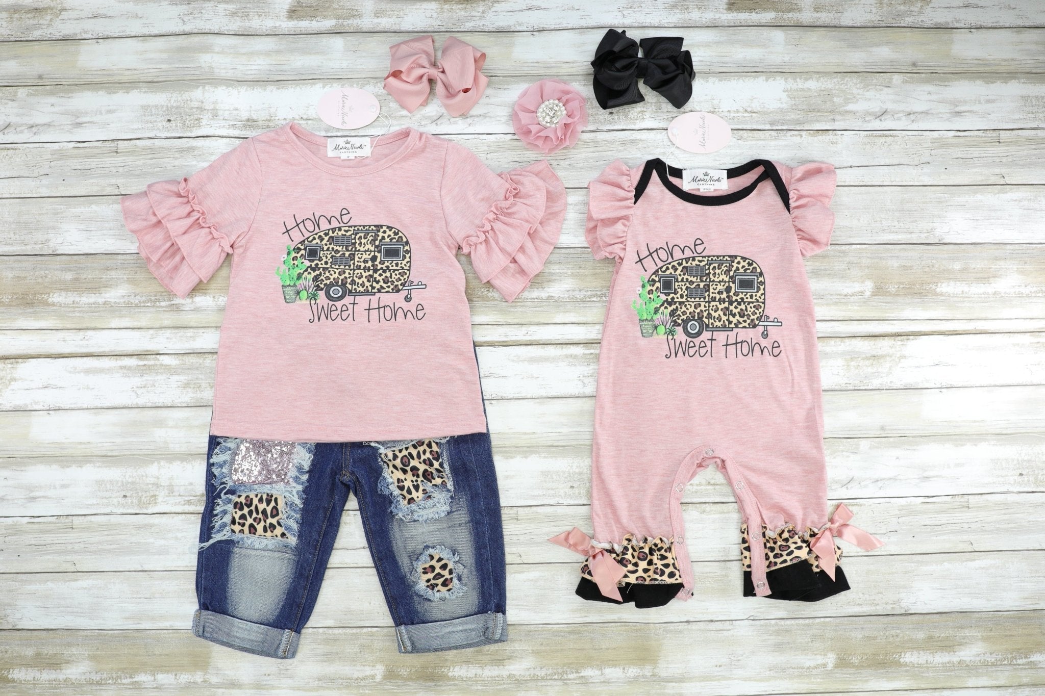 "Home Sweet Home" Ruffle Romper - Marie Nicole Clothing