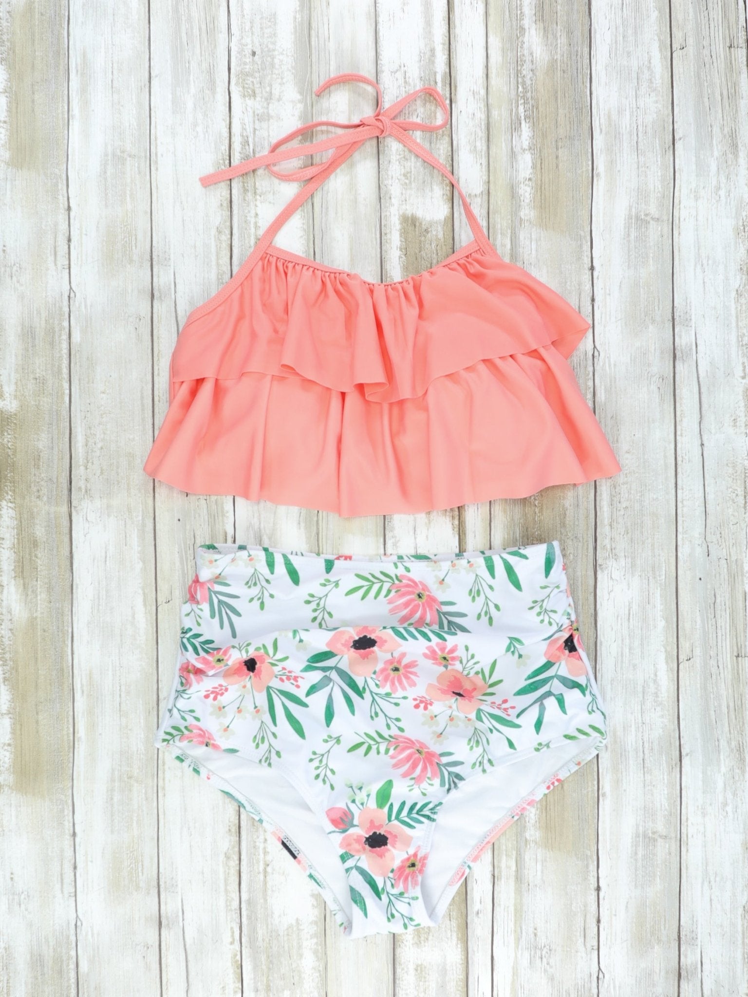 Mom & Me Apricot Anemone Ruffle Swimsuit - Marie Nicole Clothing