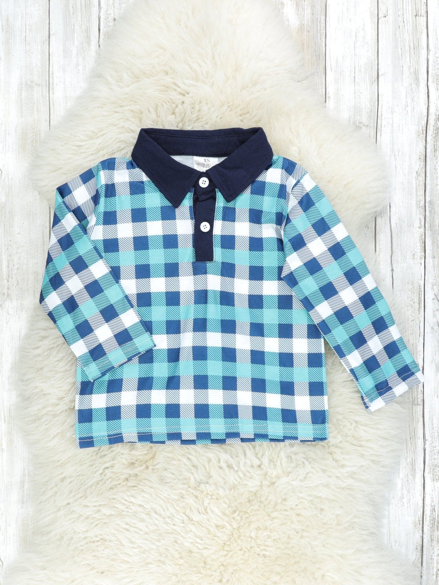 Blue Buffalo Plaid Polo - Marie Nicole Clothing