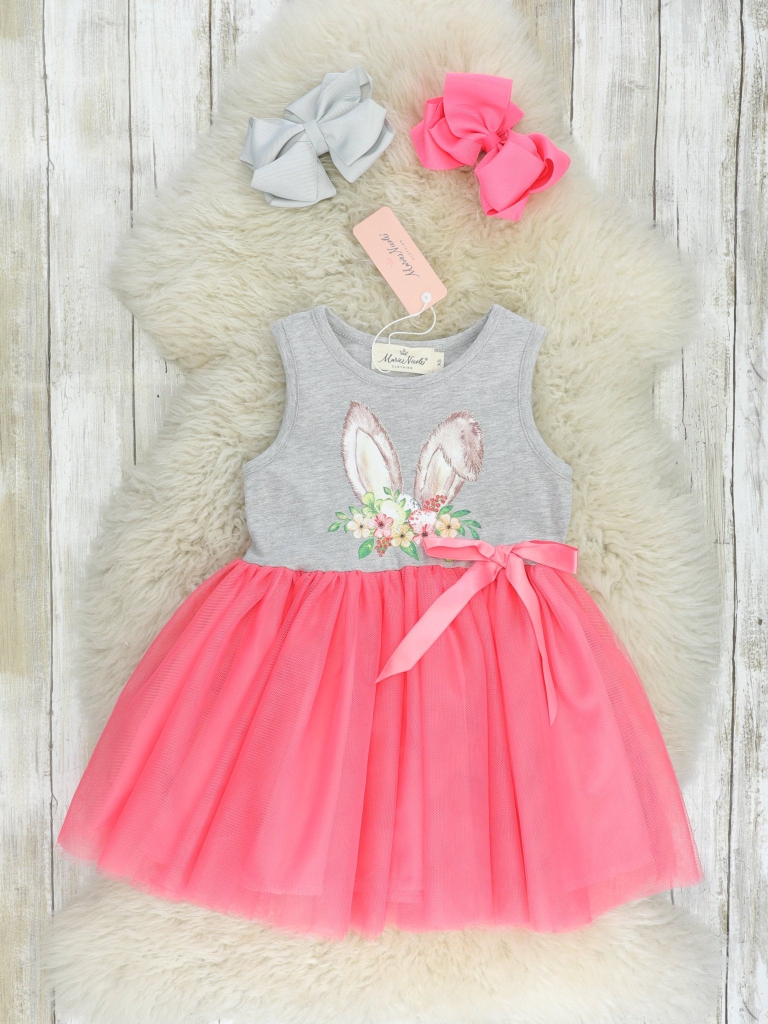 Floral Bunny Ears Tulle Dress - Marie Nicole Clothing