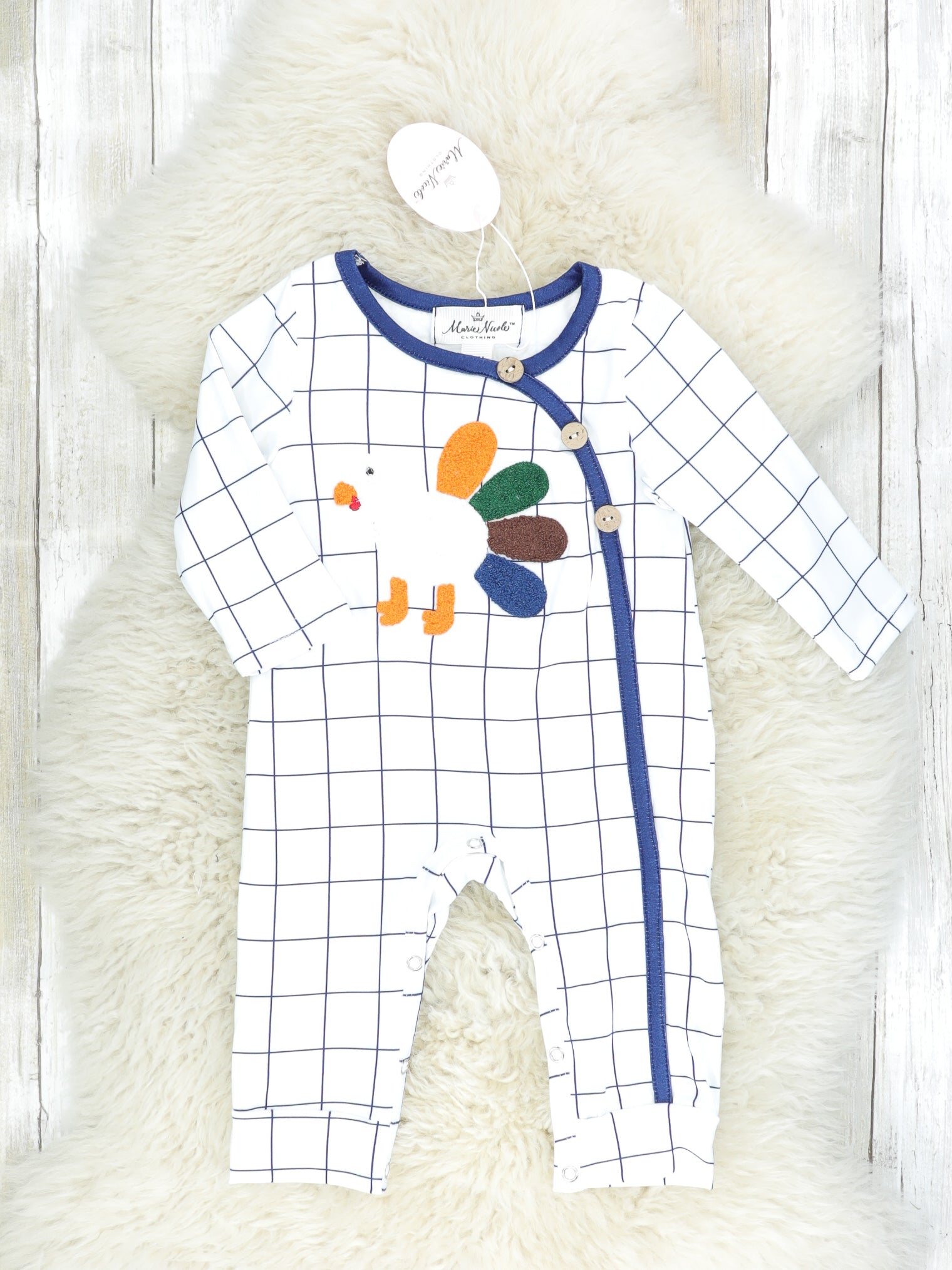 Modern Turkey Long Sleeve Romper - Navy - Marie Nicole Clothing