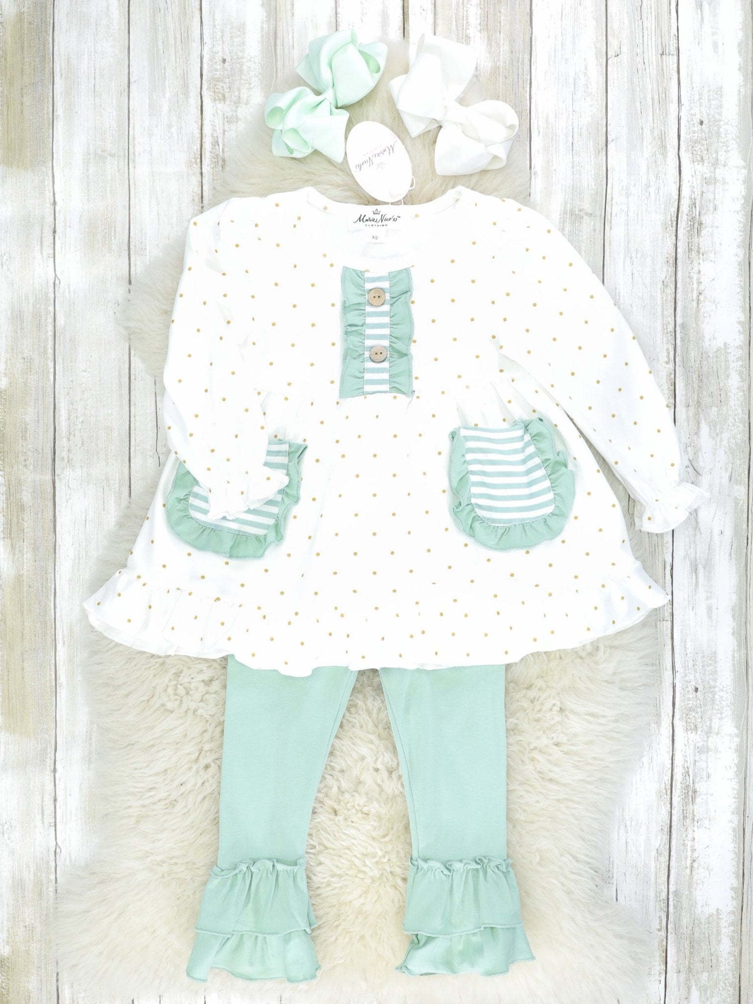 Sage Ruffle Tunic Outfit - Marie Nicole Clothing