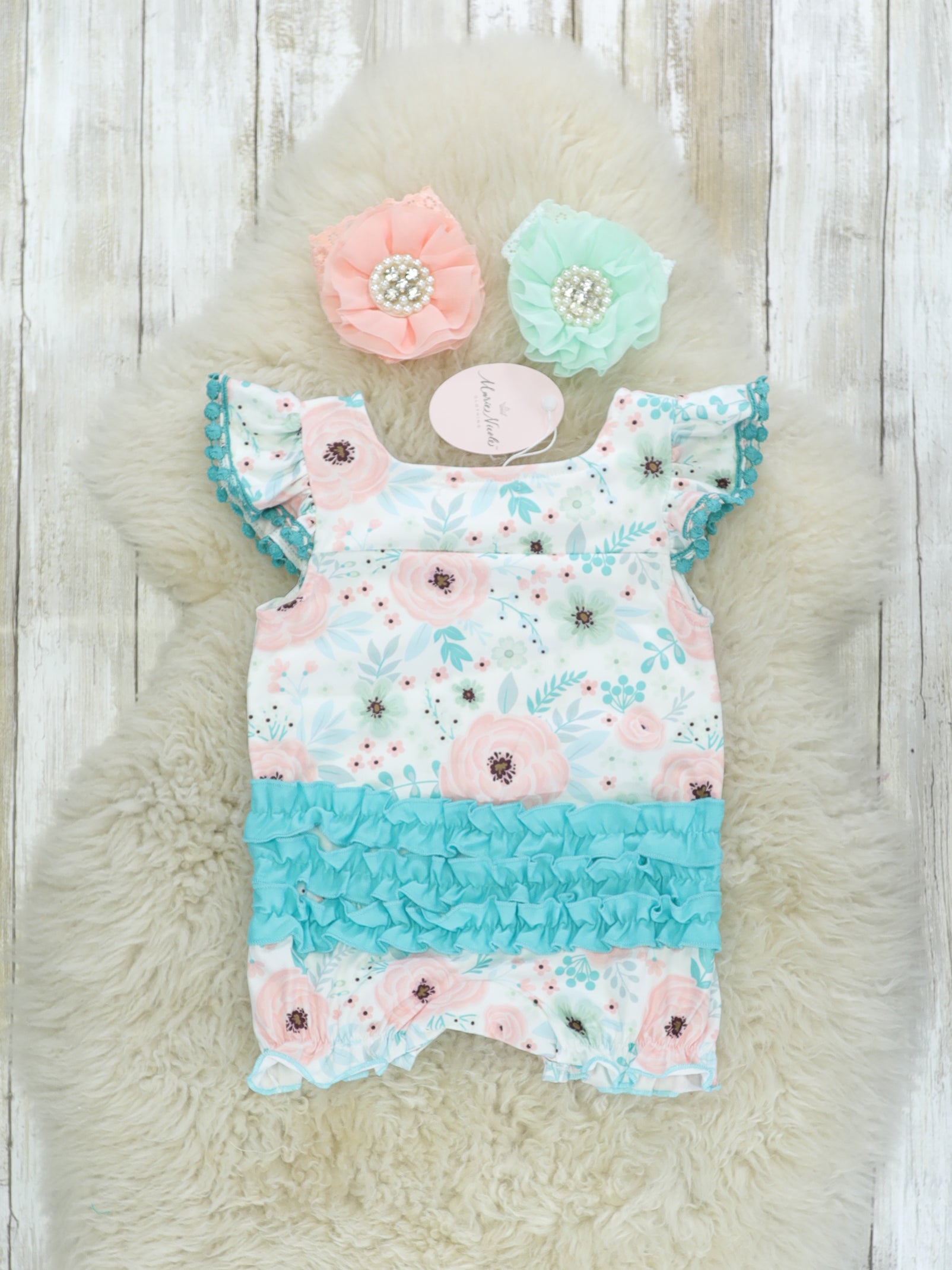 Pink Floral Bubble Romper - Marie Nicole Clothing