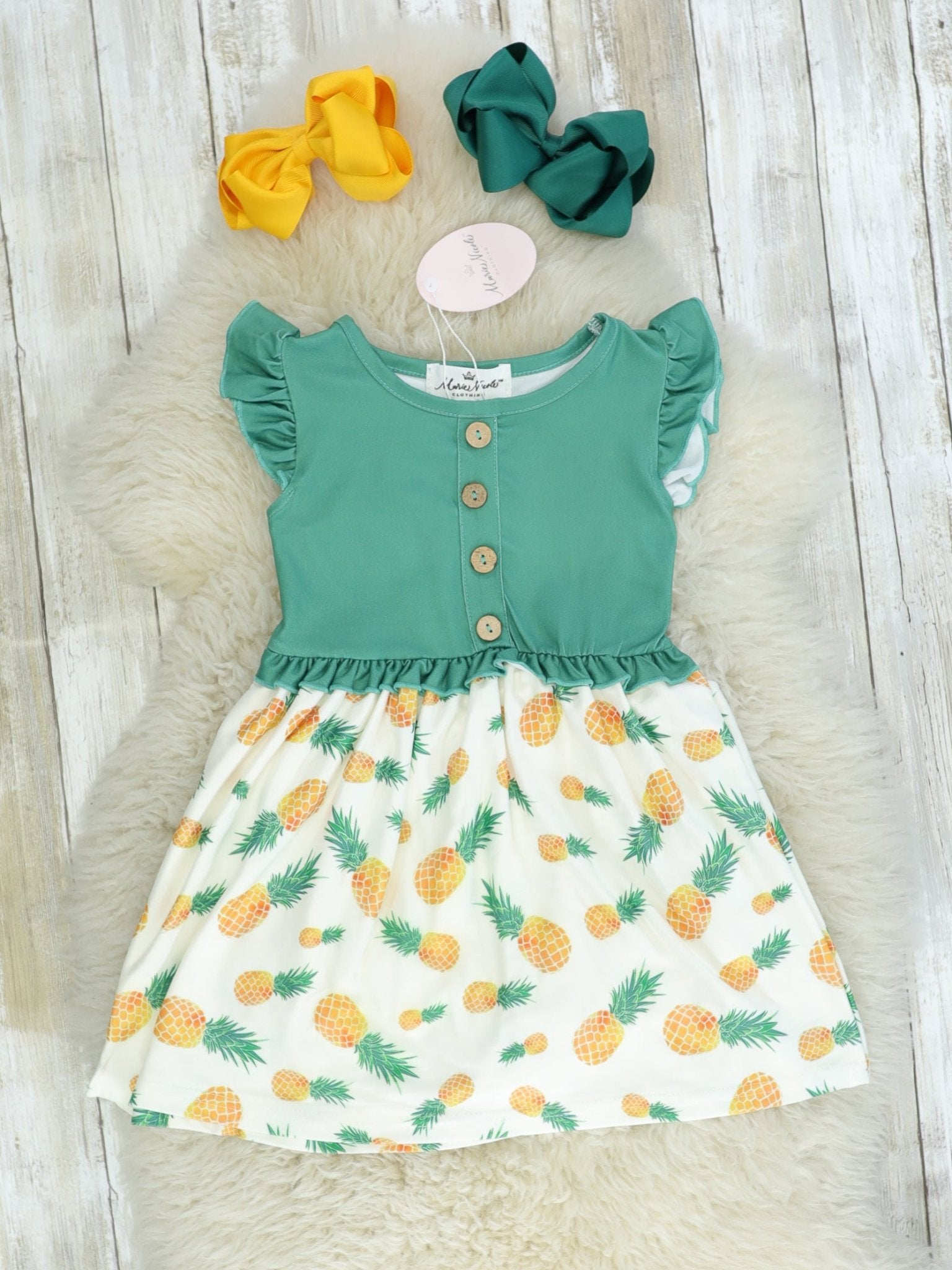 Pineapple Ruffle Dress - Marie Nicole Clothing