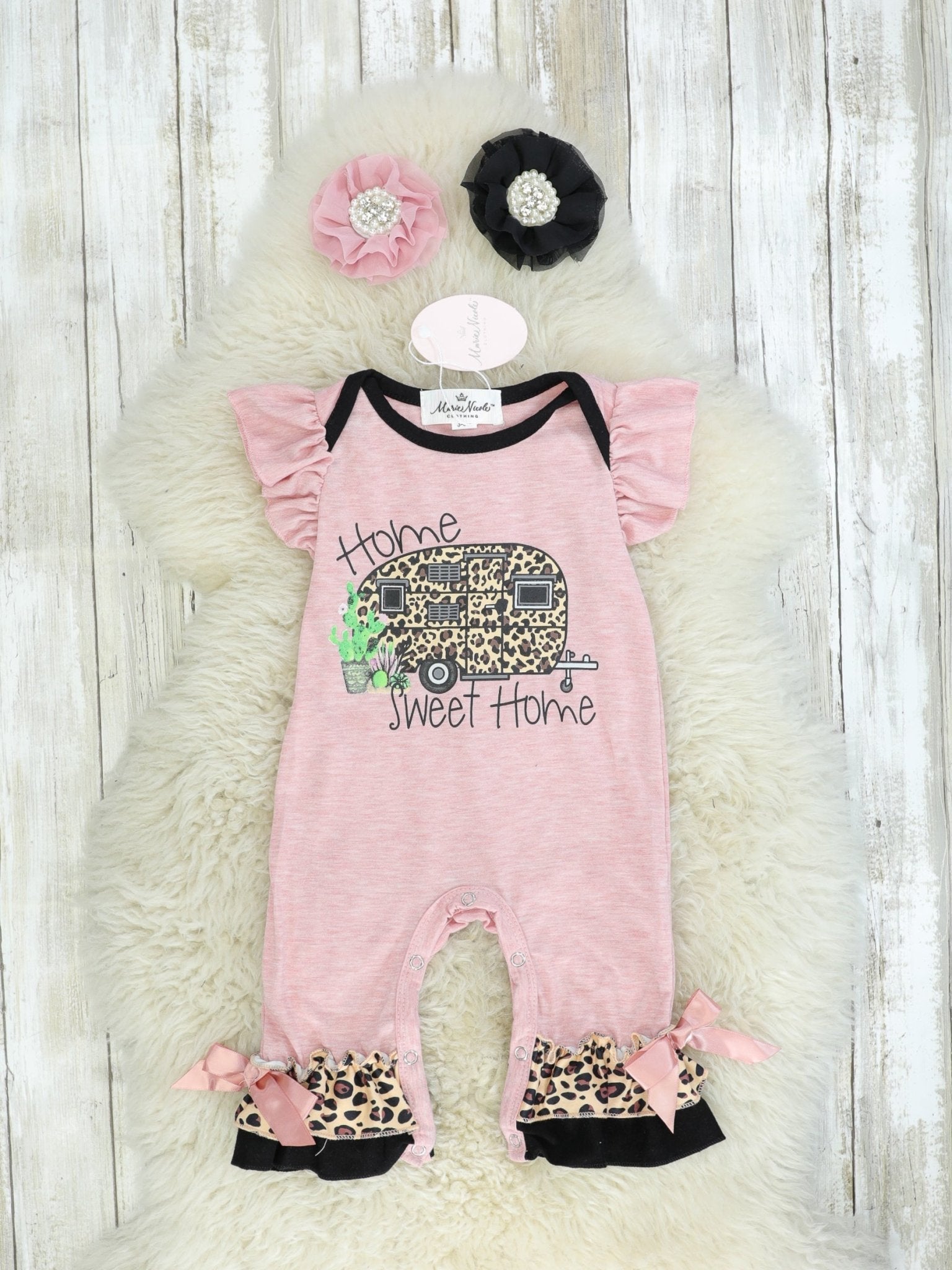 "Home Sweet Home" Ruffle Romper - Marie Nicole Clothing