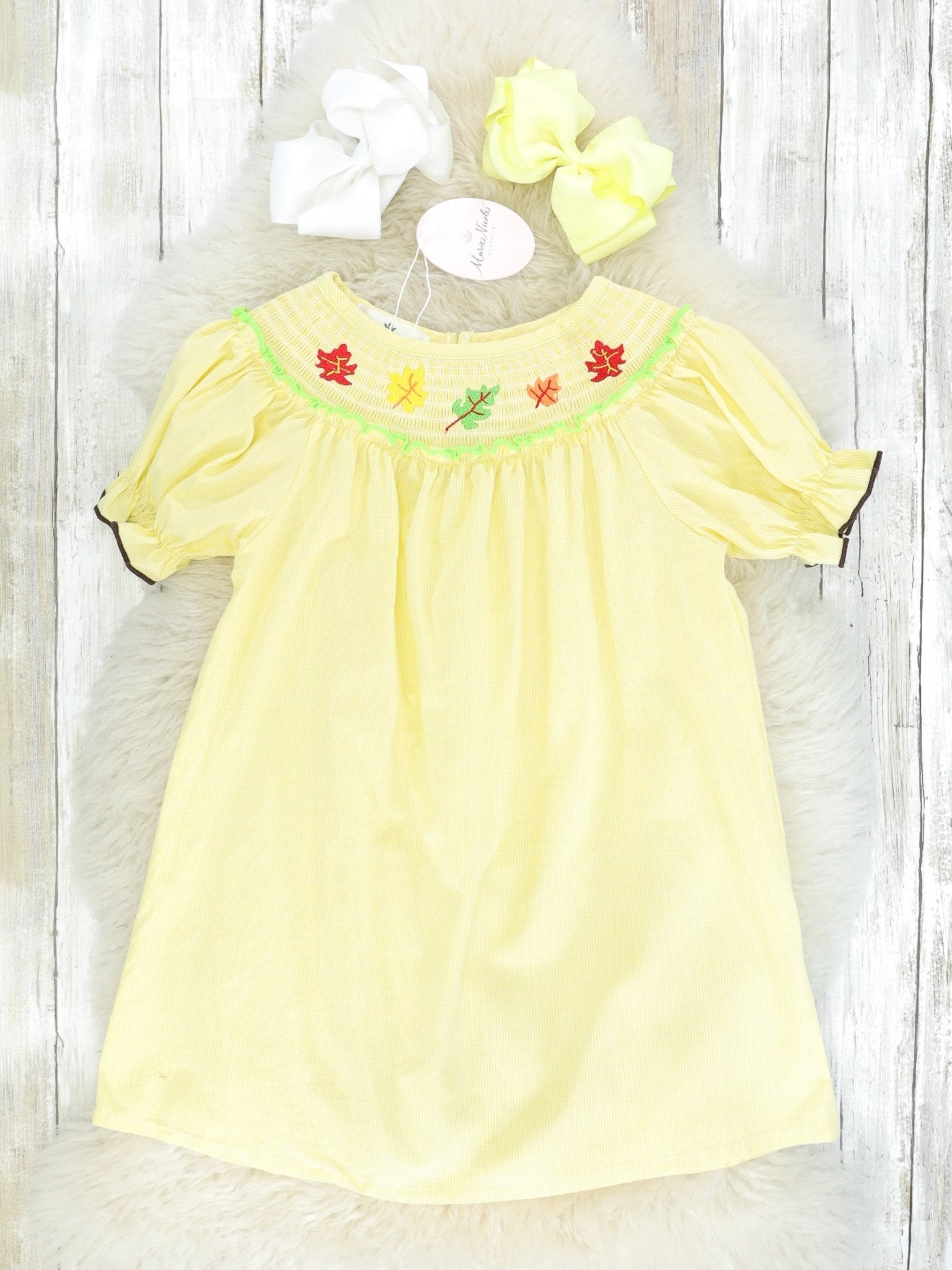 Fall Leaves Smocked Dress - Marie Nicole Clothing