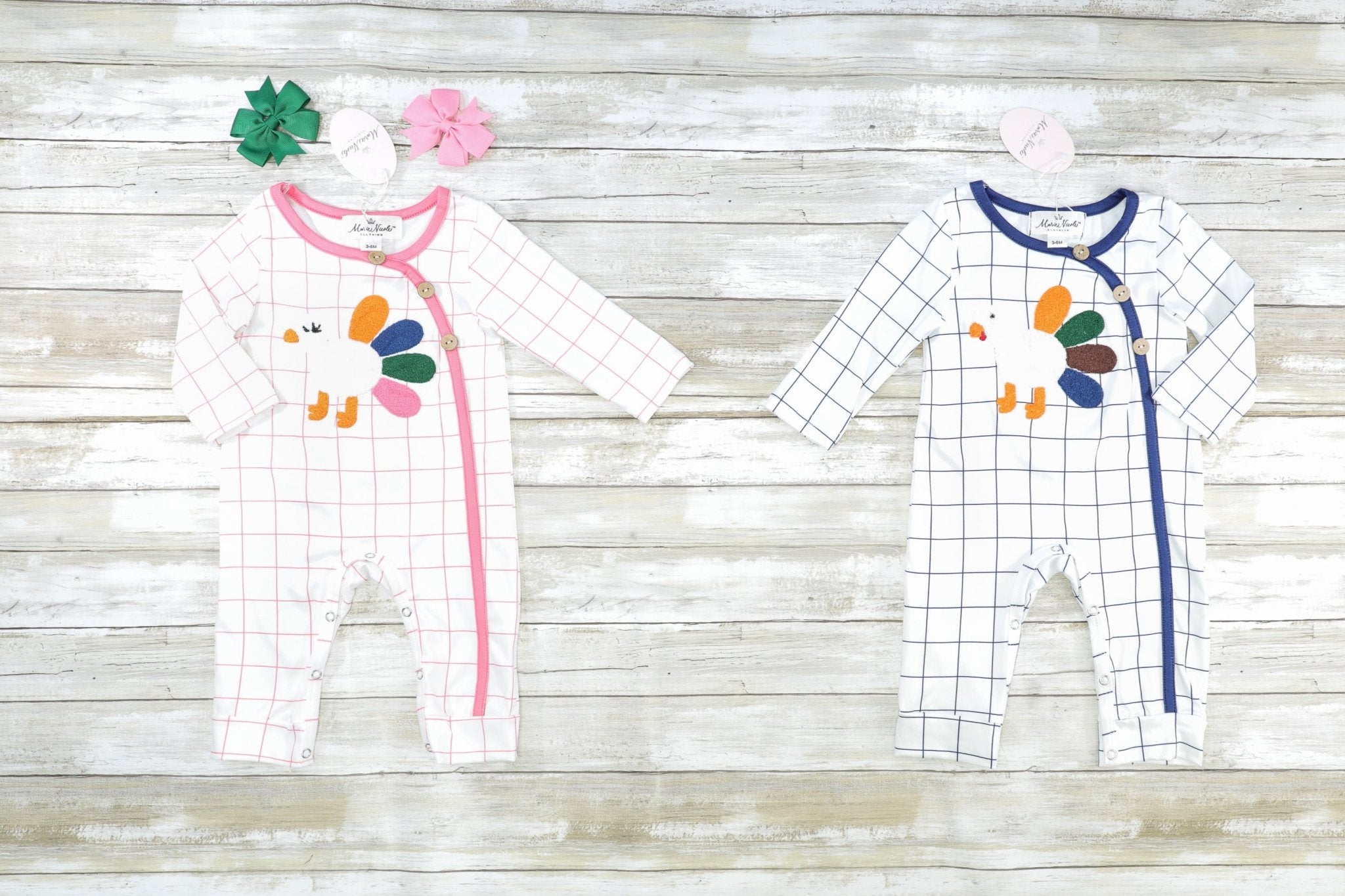 Modern Turkey Long Sleeve Romper - Pink - Marie Nicole Clothing